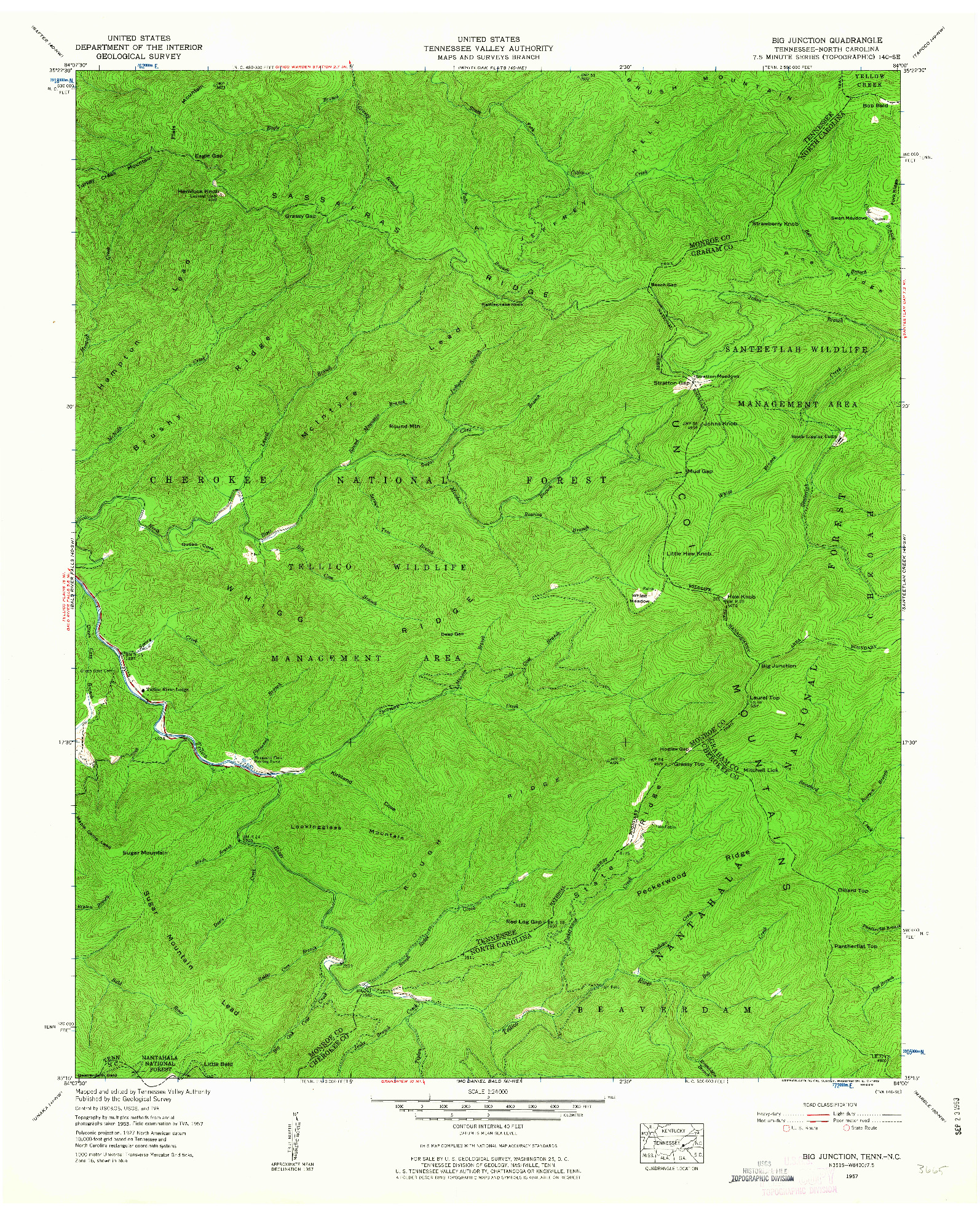 USGS 1:24000-SCALE QUADRANGLE FOR BIG JUNCTION, TN 1957