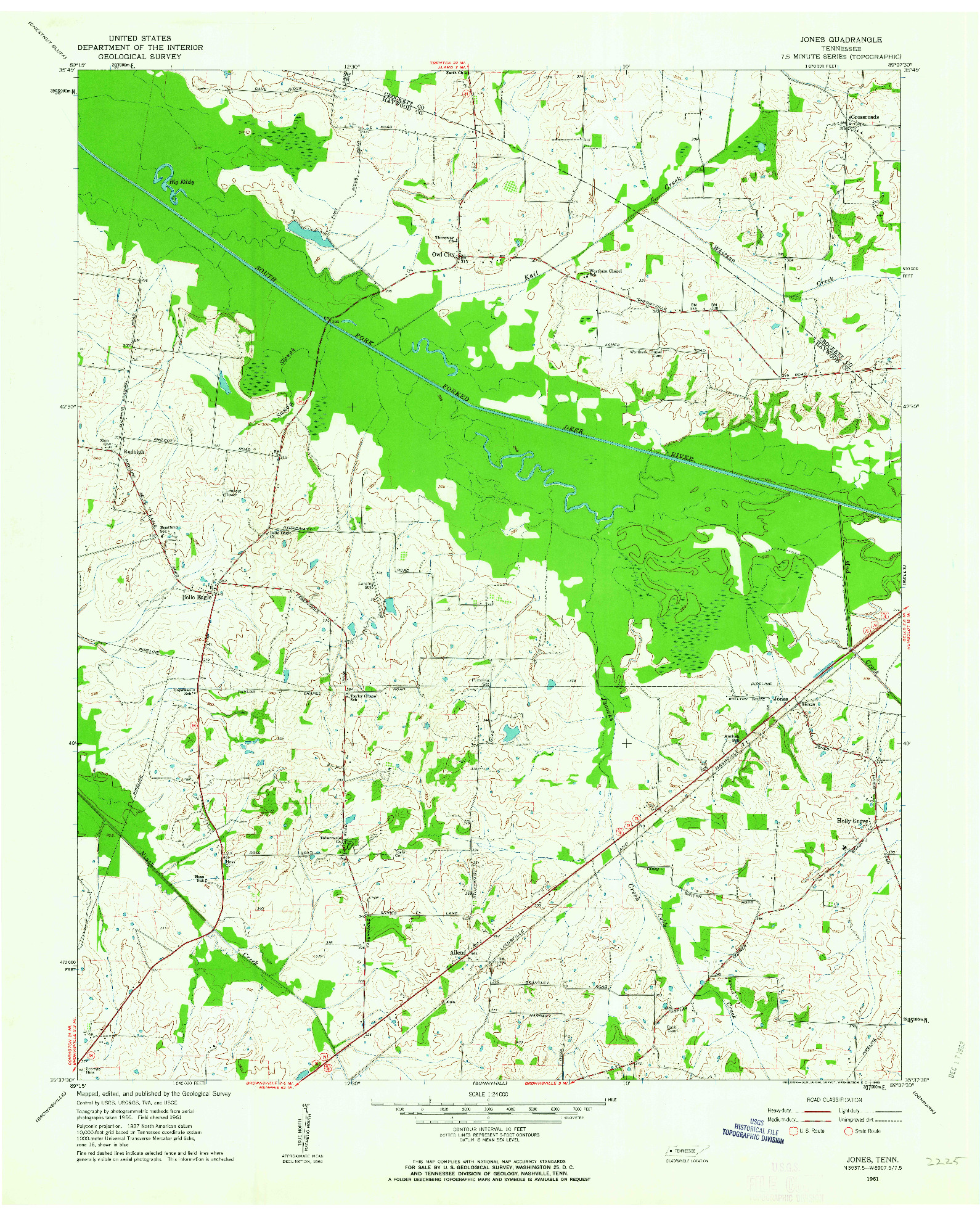 USGS 1:24000-SCALE QUADRANGLE FOR JONES, TN 1961