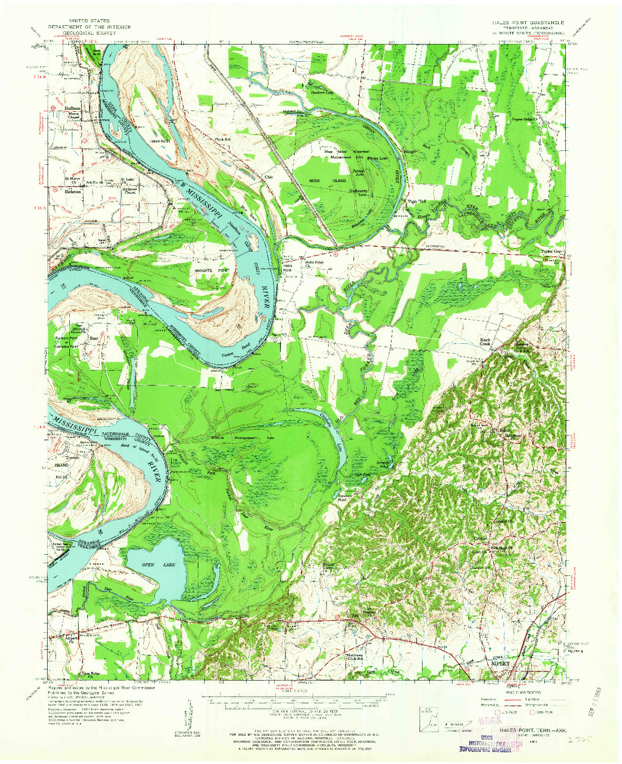 USGS 1:62500-SCALE QUADRANGLE FOR HALES POINT, TN 1961