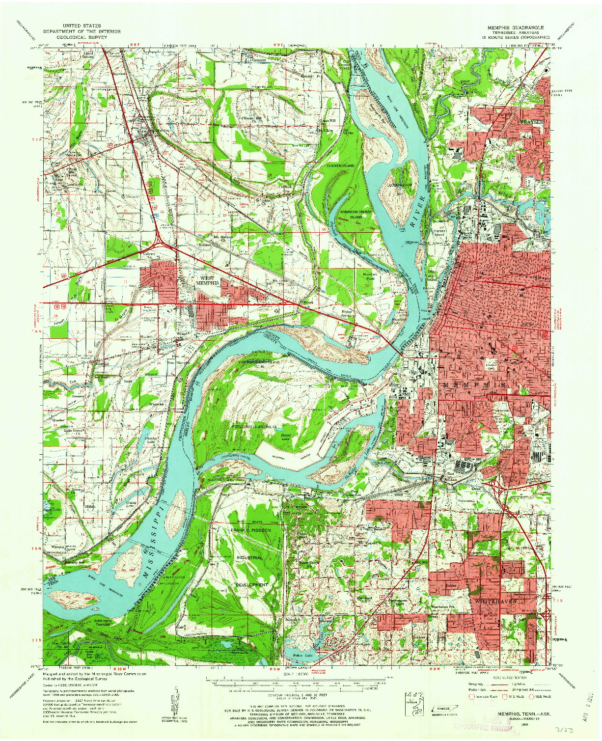 USGS 1:62500-SCALE QUADRANGLE FOR MEMPHIS, TN 1960