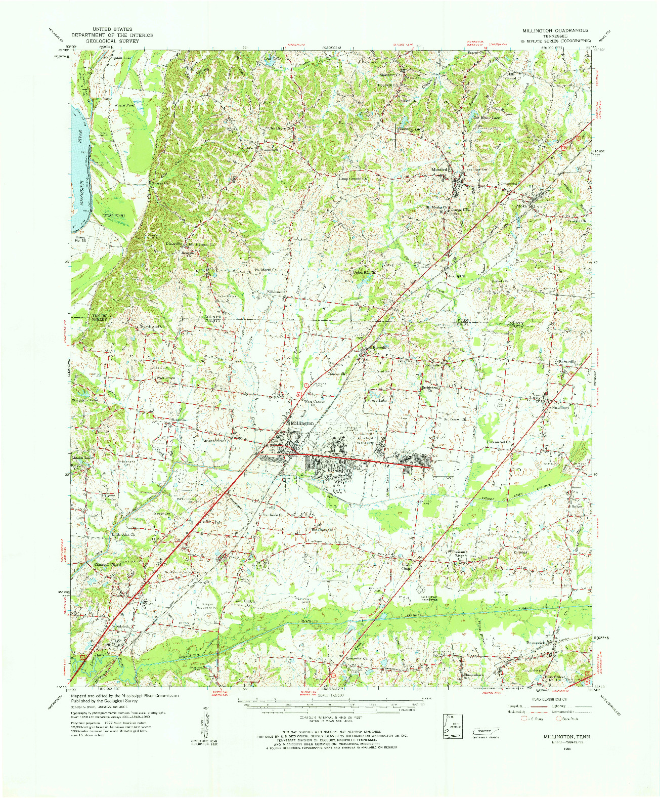 USGS 1:62500-SCALE QUADRANGLE FOR MILLINGTON, TN 1960