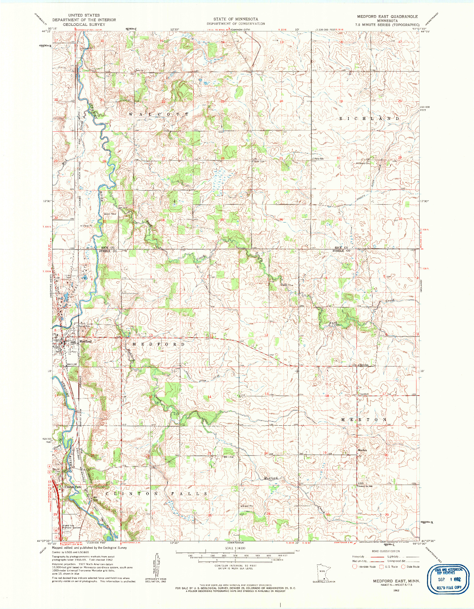 USGS 1:24000-SCALE QUADRANGLE FOR MEDFORD EAST, MN 1962