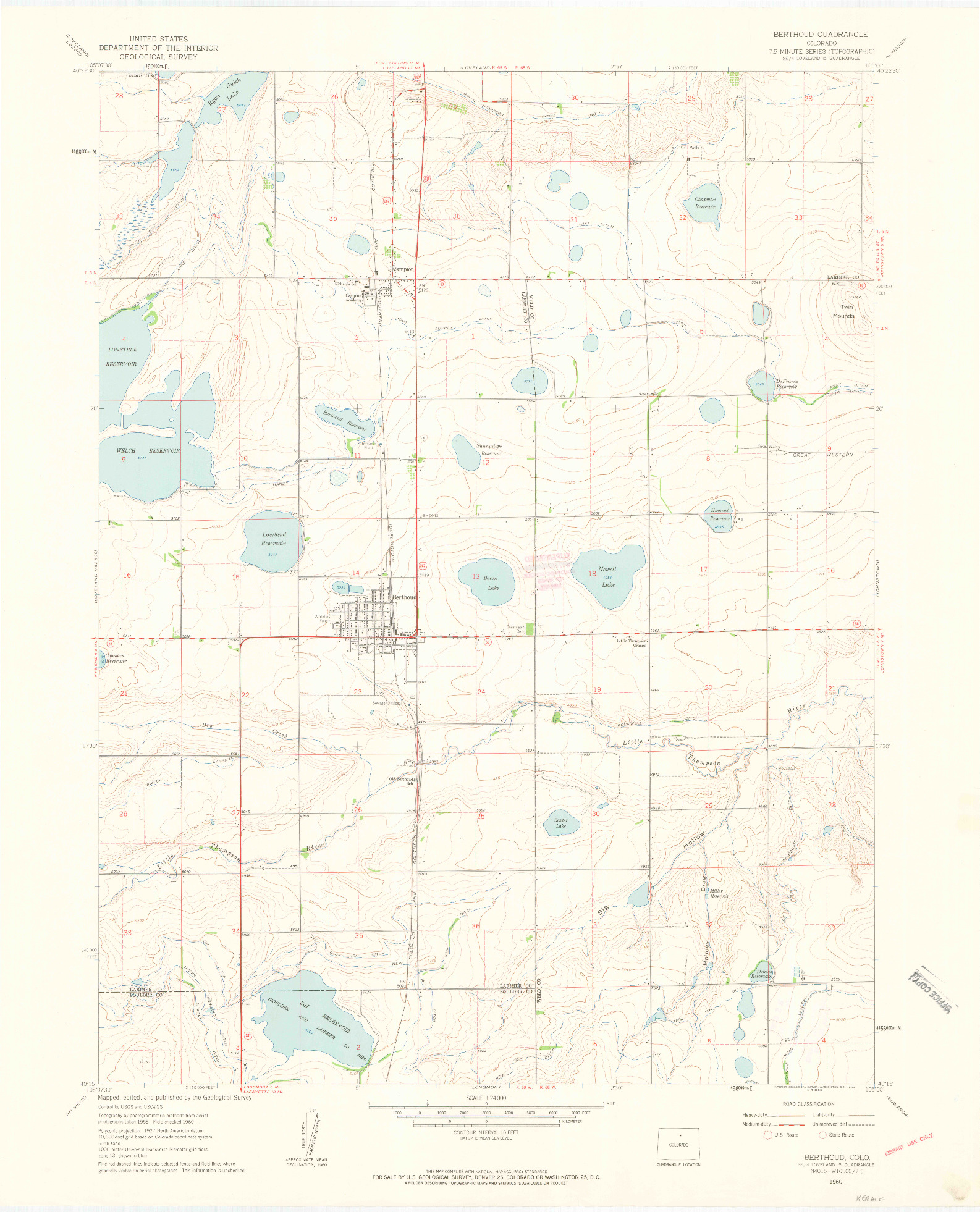 USGS 1:24000-SCALE QUADRANGLE FOR BERTHOUD, CO 1960