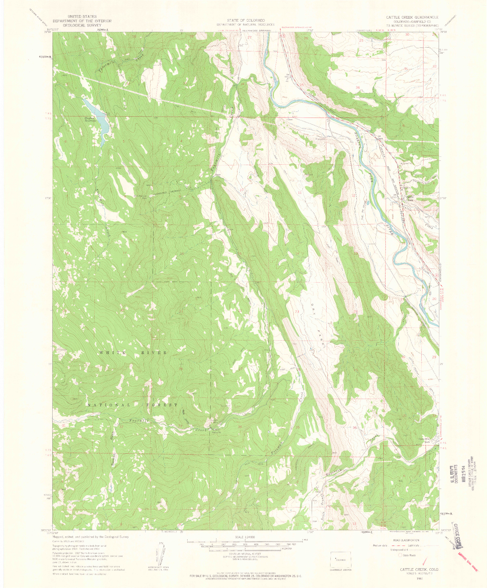 USGS 1:24000-SCALE QUADRANGLE FOR CATTLE CREEK, CO 1961