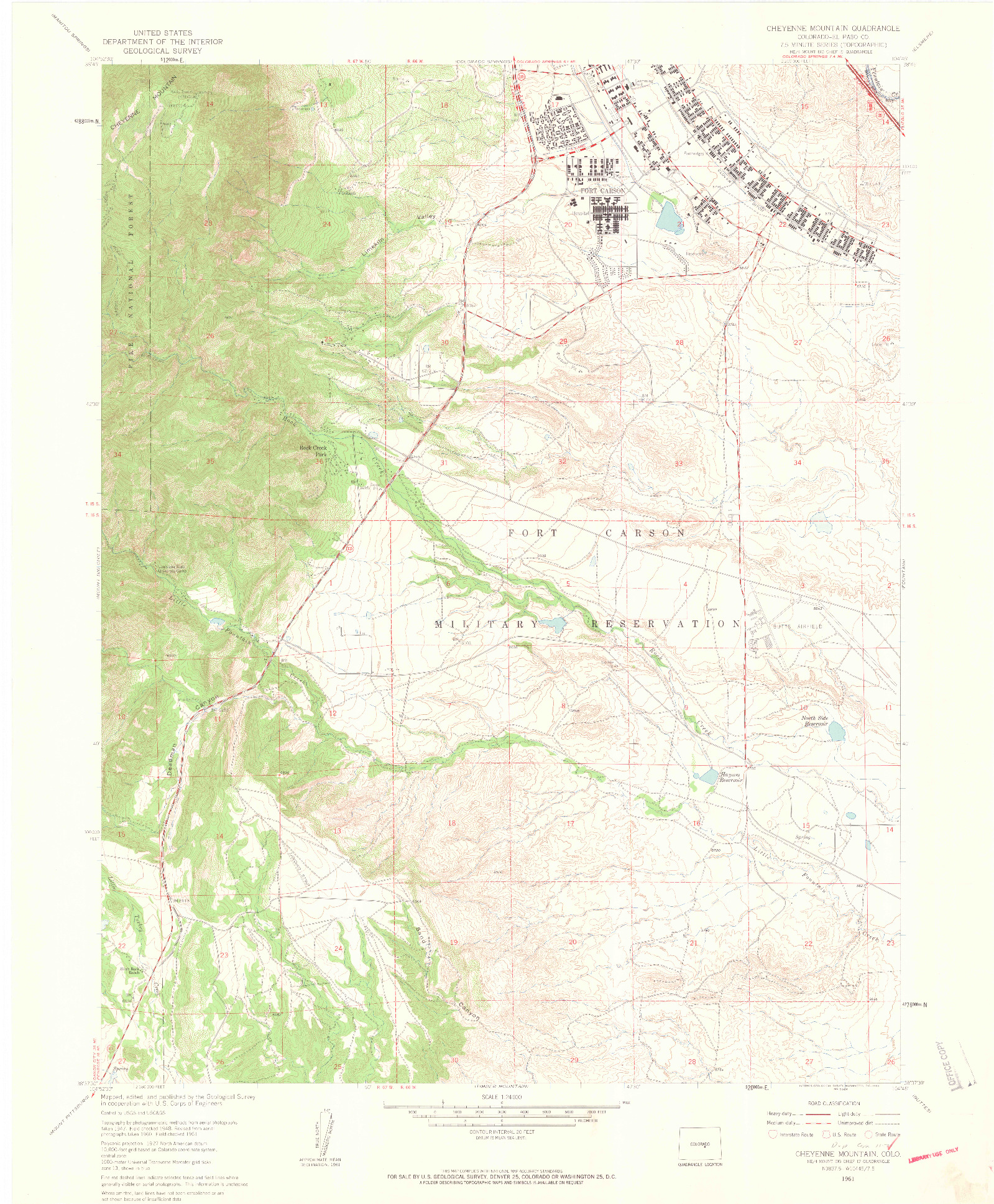 USGS 1:24000-SCALE QUADRANGLE FOR CHEYENNE MOUNTAIN, CO 1961