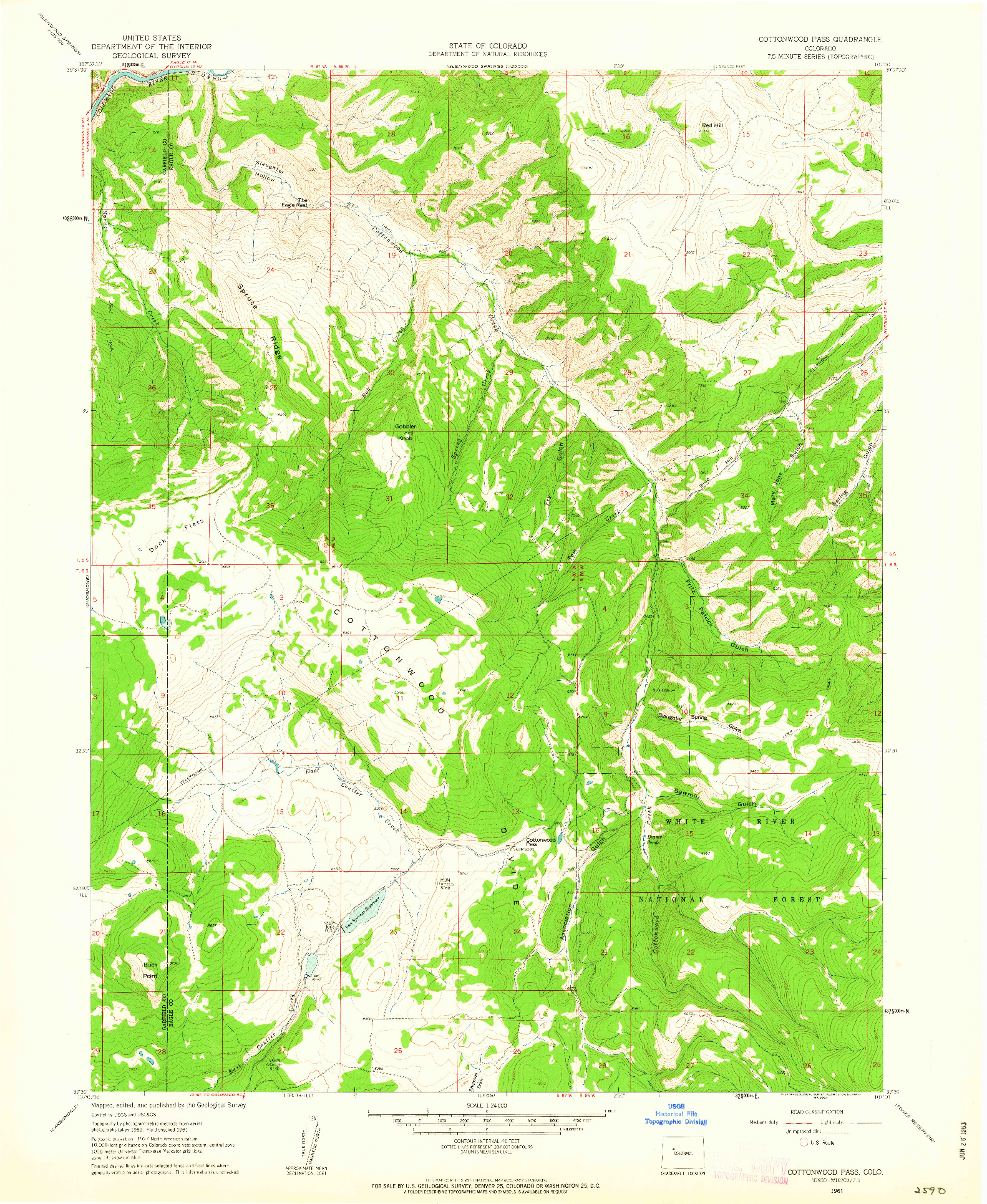 USGS 1:24000-SCALE QUADRANGLE FOR COTTONWOOD PASS, CO 1961