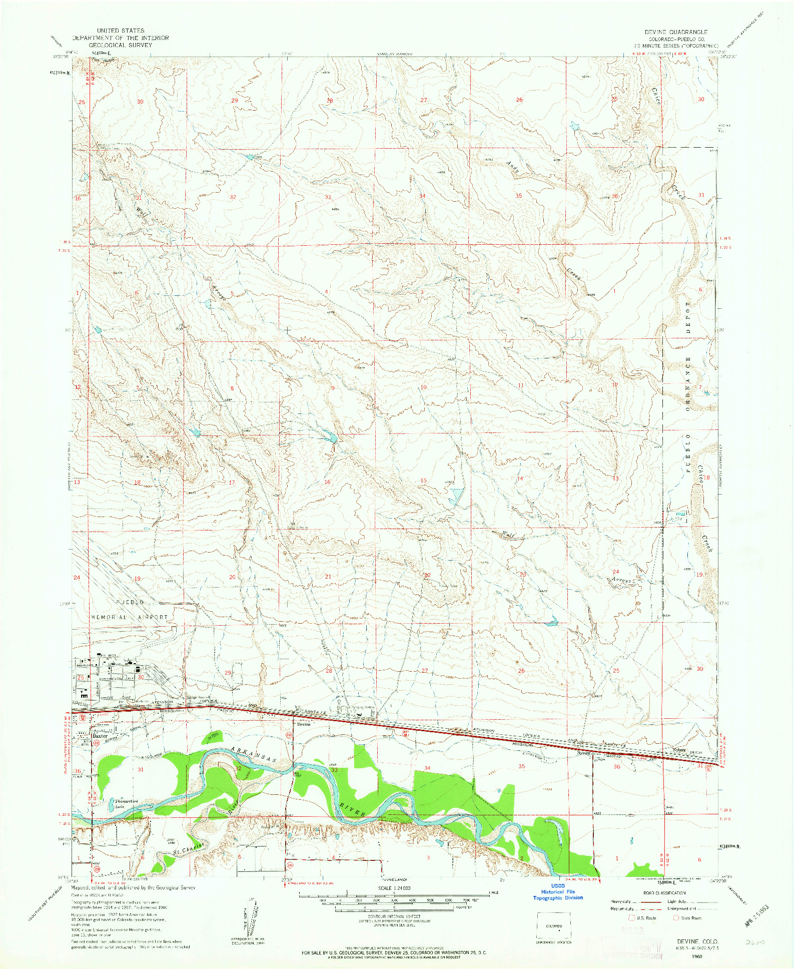 USGS 1:24000-SCALE QUADRANGLE FOR DEVINE, CO 1960
