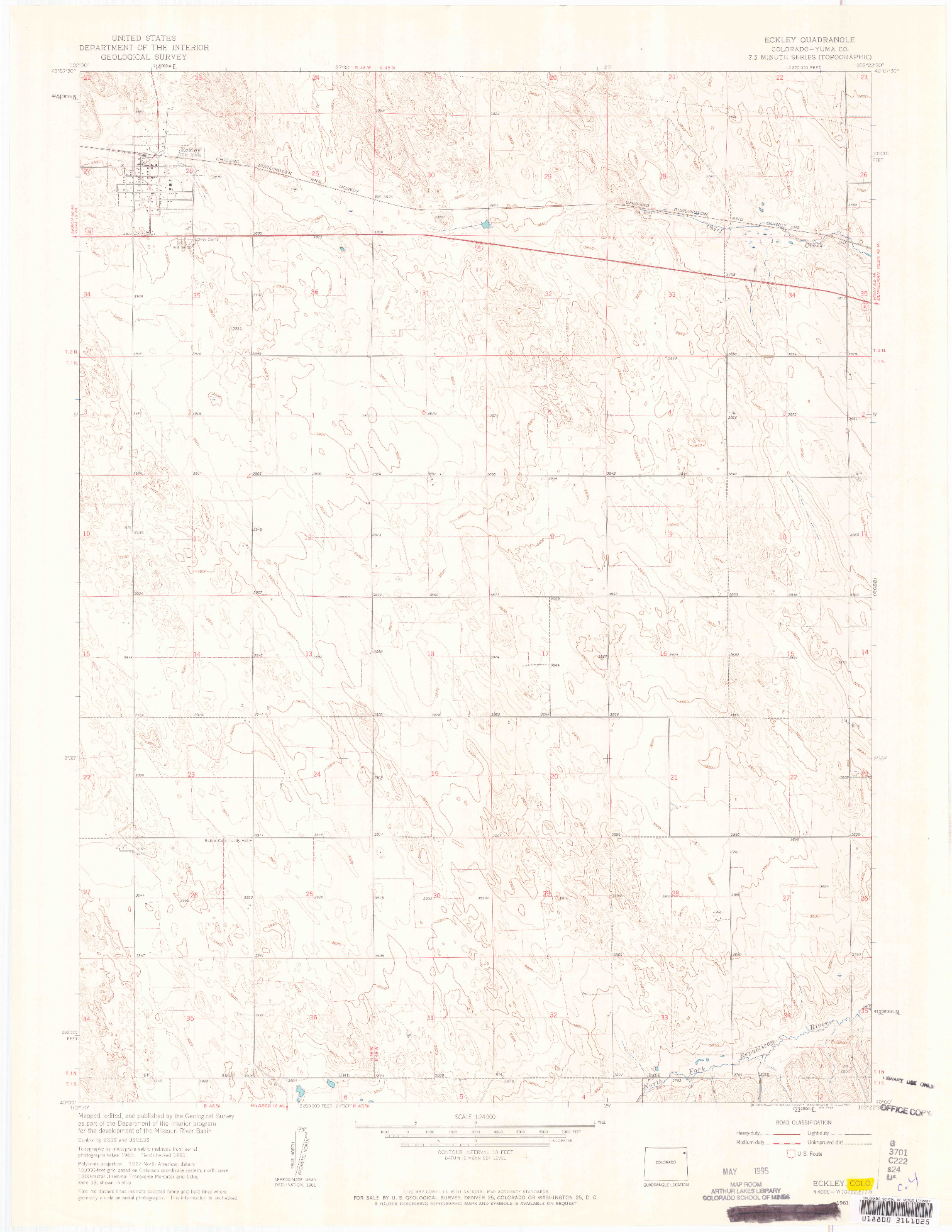 USGS 1:24000-SCALE QUADRANGLE FOR ECKLEY, CO 1961