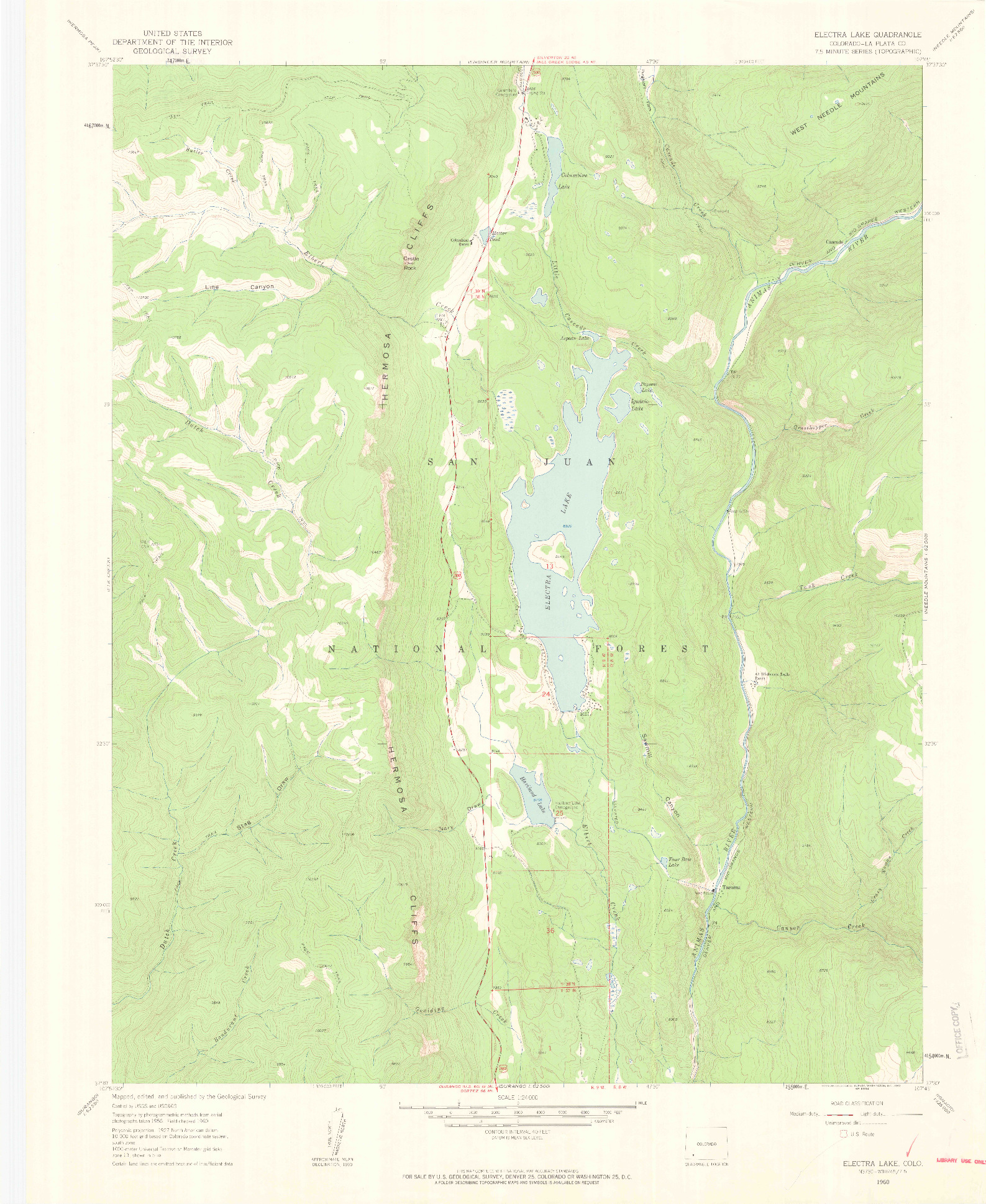 USGS 1:24000-SCALE QUADRANGLE FOR ELECTRA LAKE, CO 1960