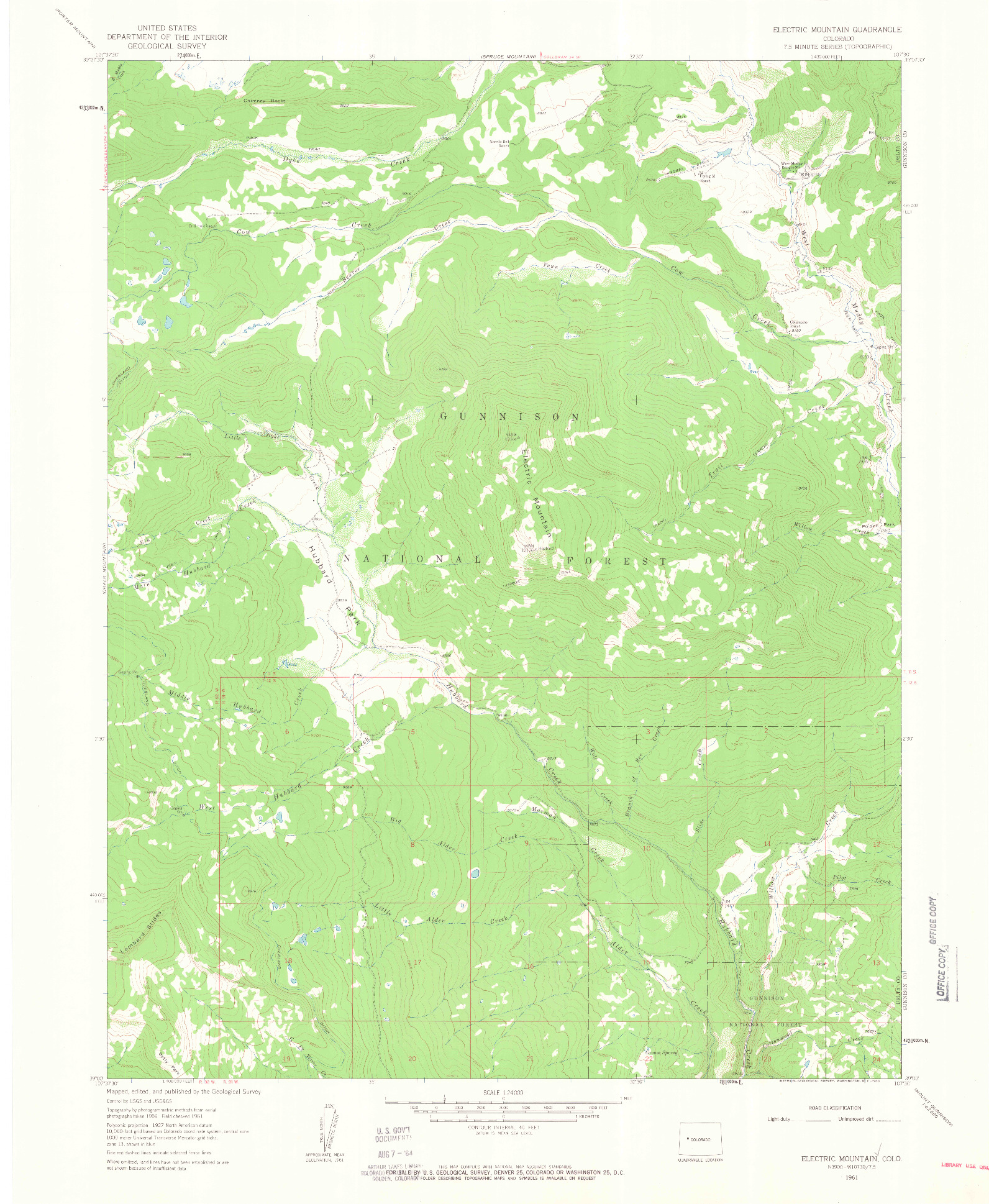 USGS 1:24000-SCALE QUADRANGLE FOR ELECTRIC MOUNTAIN, CO 1961