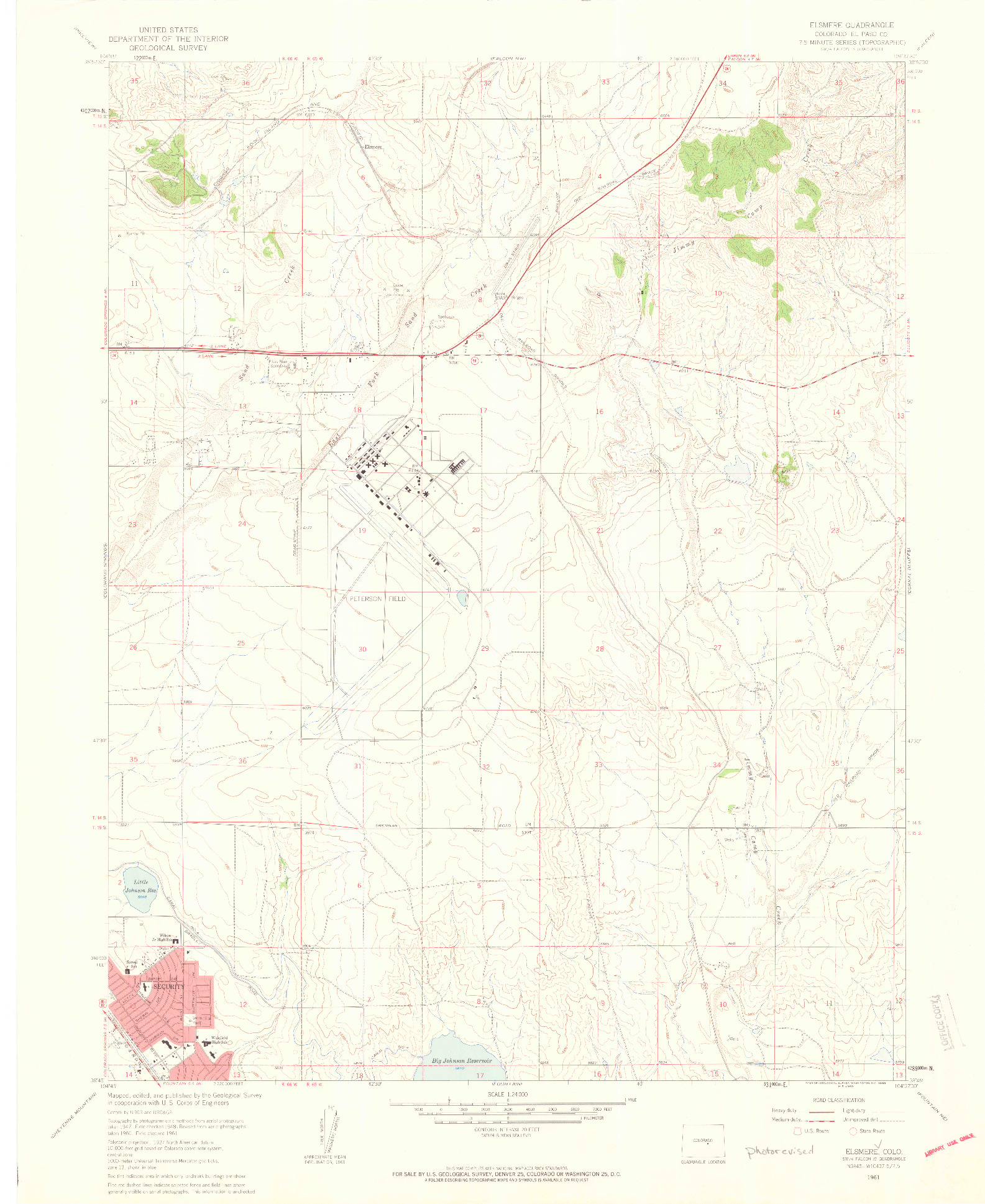 USGS 1:24000-SCALE QUADRANGLE FOR ELSMERE, CO 1961
