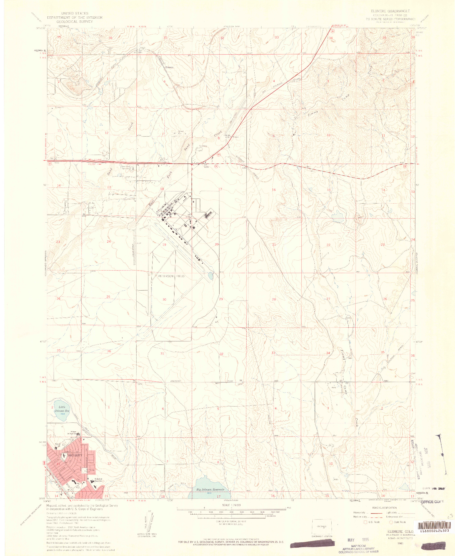 USGS 1:24000-SCALE QUADRANGLE FOR ELSMERE, CO 1961