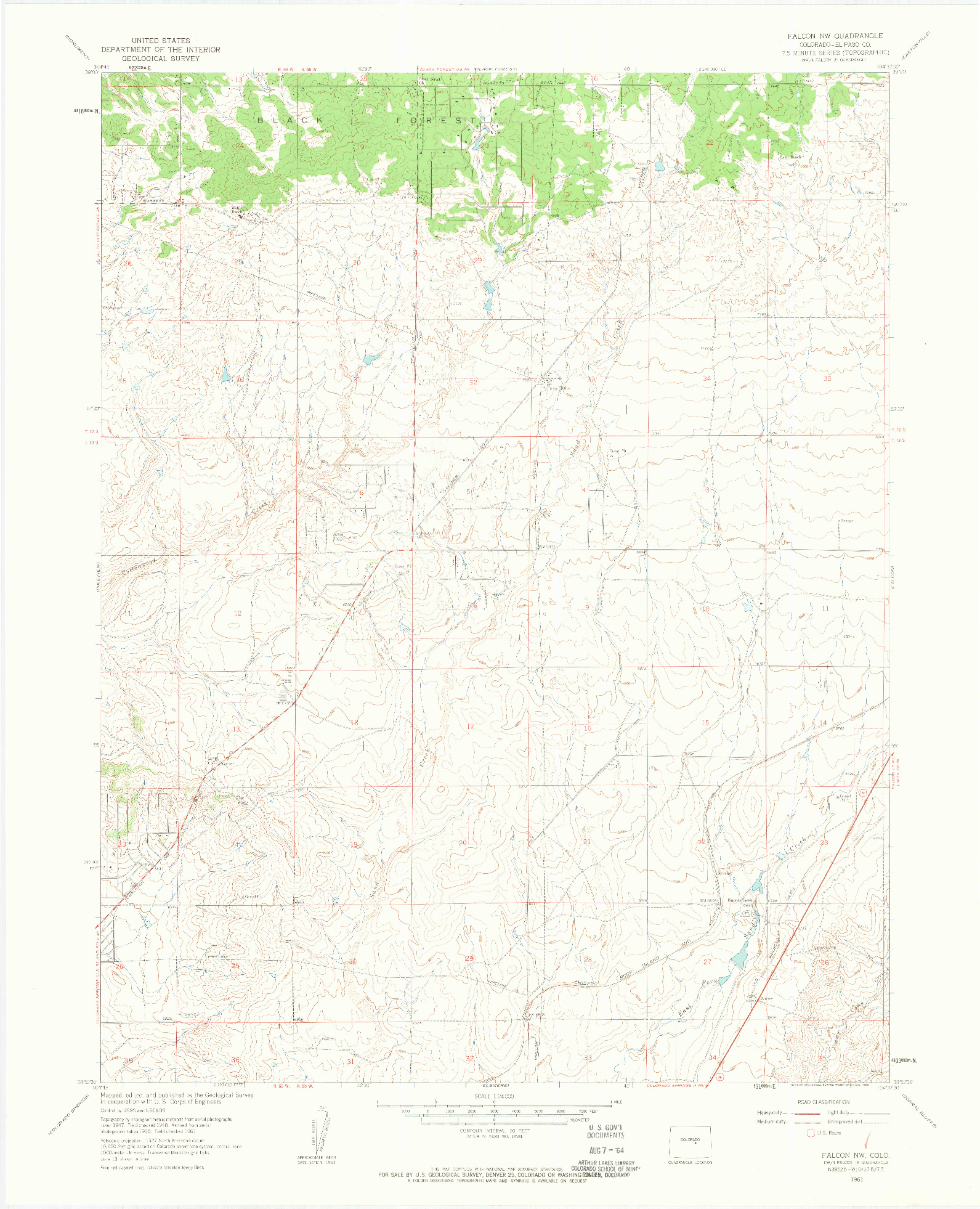 USGS 1:24000-SCALE QUADRANGLE FOR FALCON NW, CO 1961