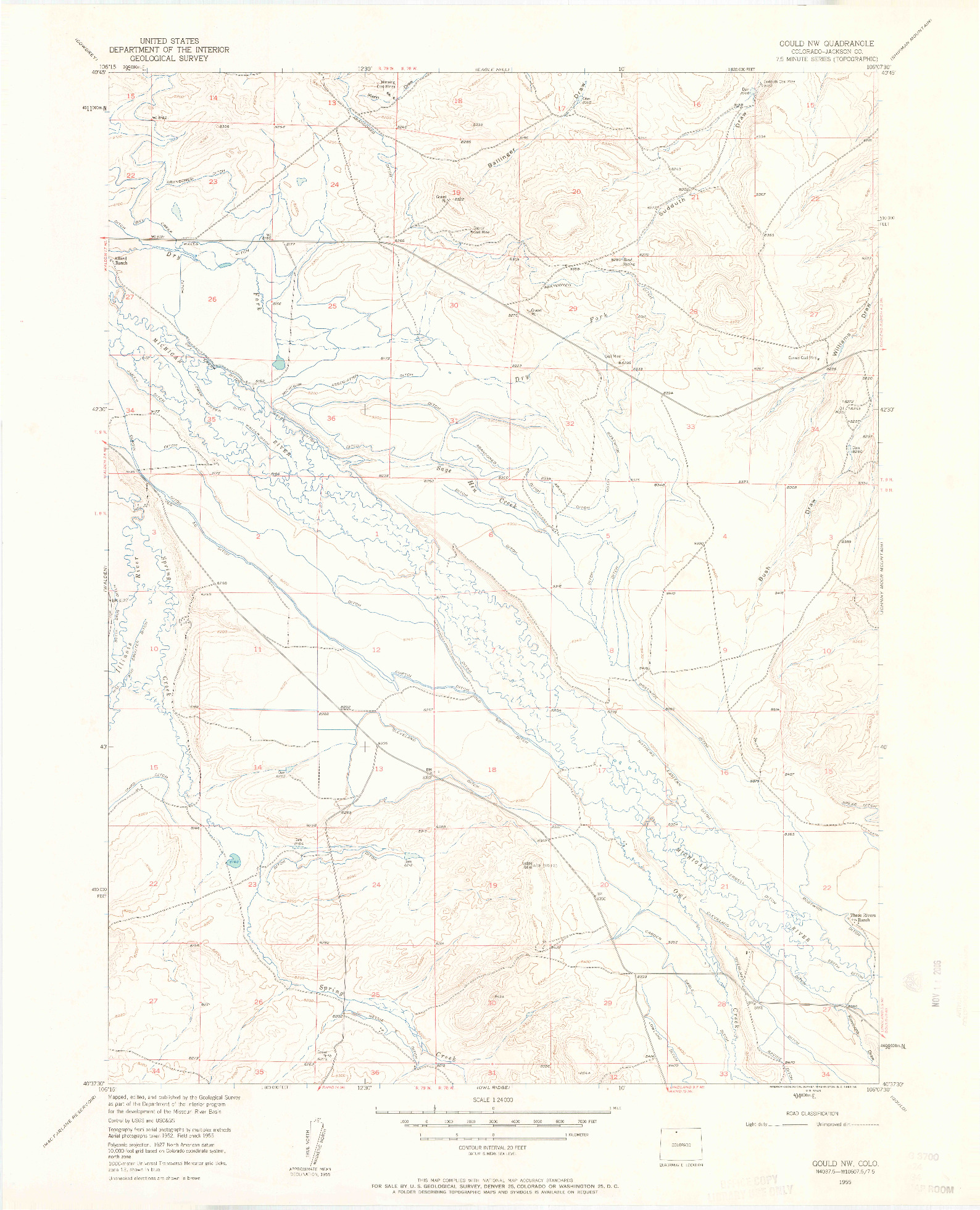 USGS 1:24000-SCALE QUADRANGLE FOR GOULD NW, CO 1955