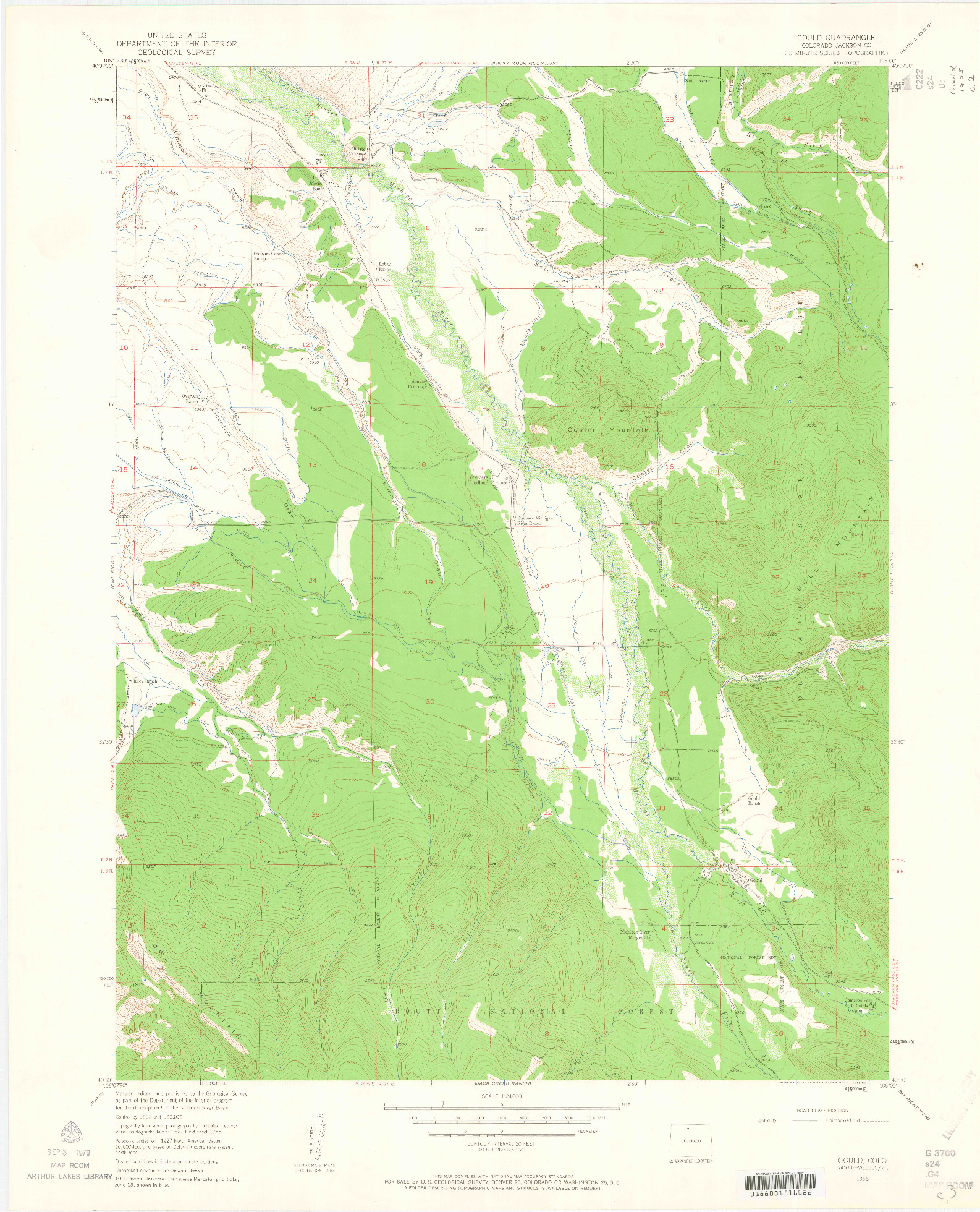 USGS 1:24000-SCALE QUADRANGLE FOR GOULD, CO 1955