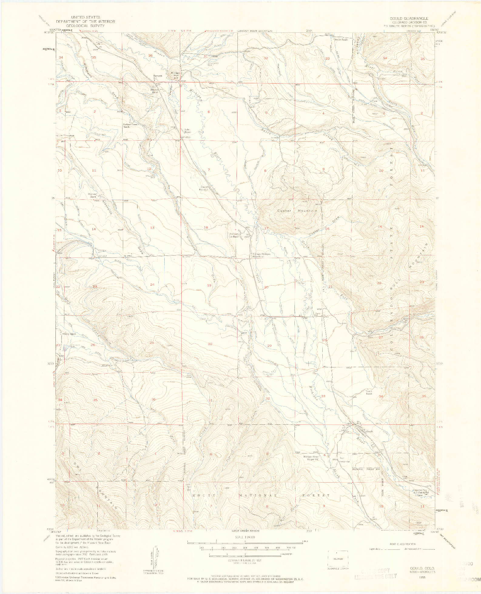 USGS 1:24000-SCALE QUADRANGLE FOR GOULD, CO 1955