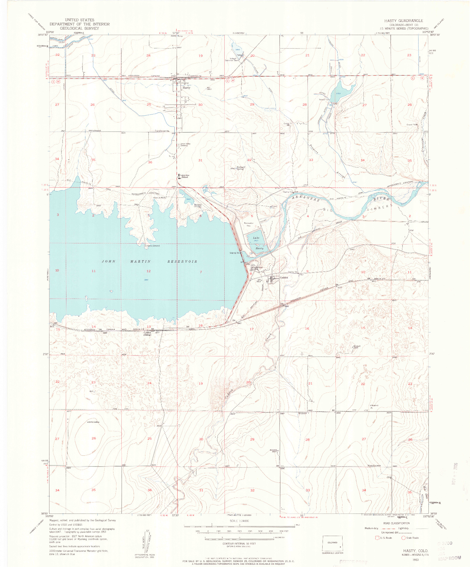 USGS 1:24000-SCALE QUADRANGLE FOR HASTY, CO 1953