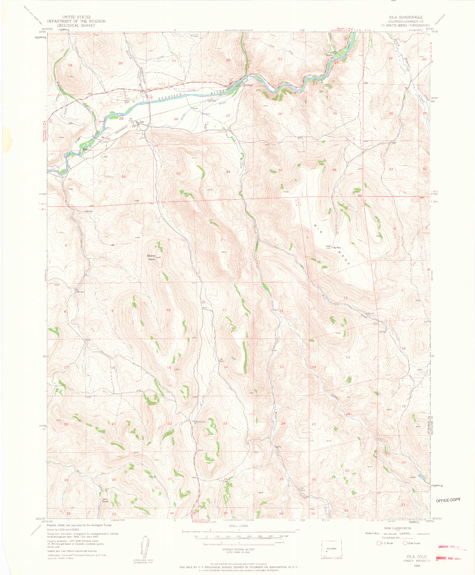 USGS 1:24000-SCALE QUADRANGLE FOR IOLA, CO 1954