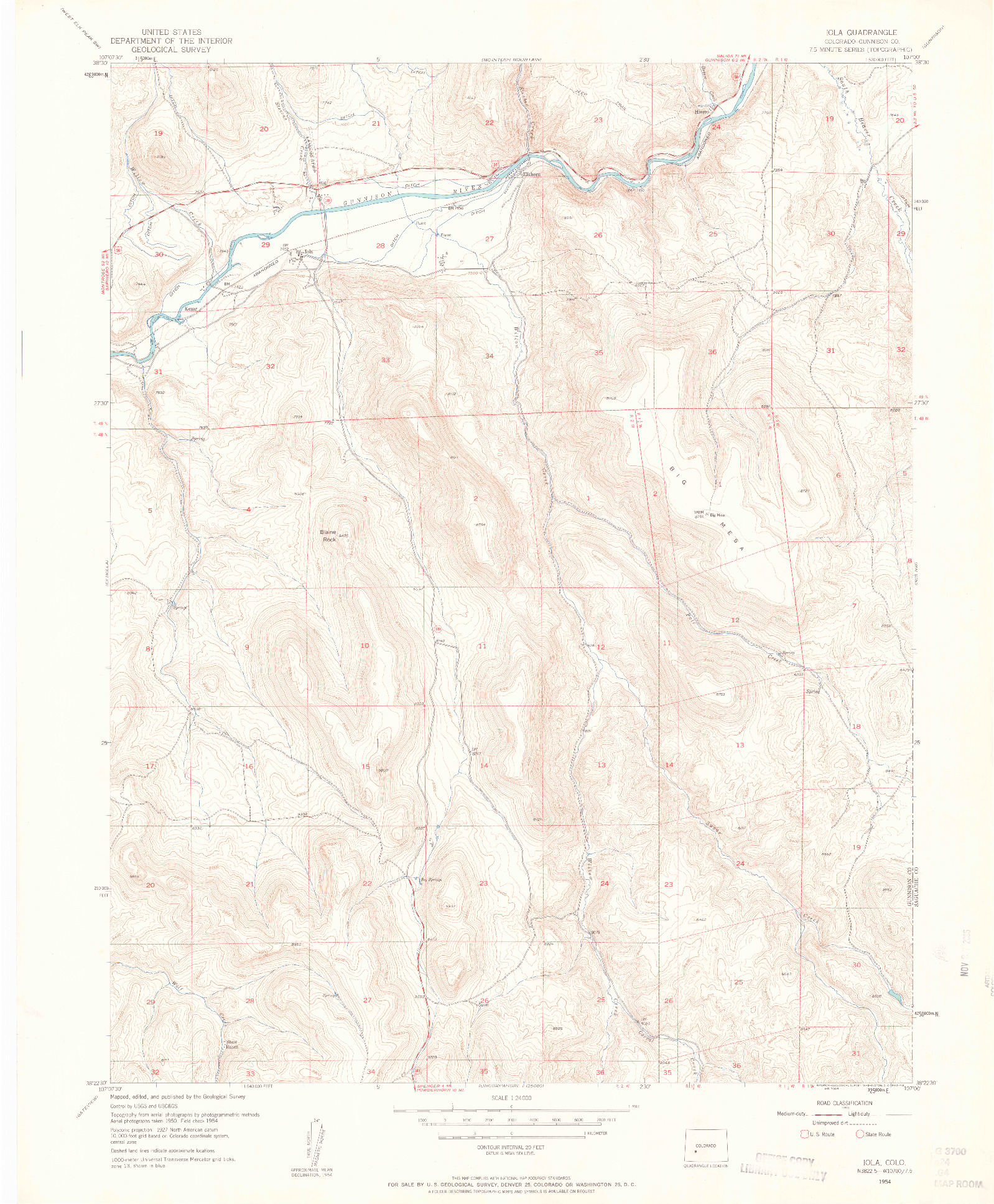 USGS 1:24000-SCALE QUADRANGLE FOR IOLA, CO 1954