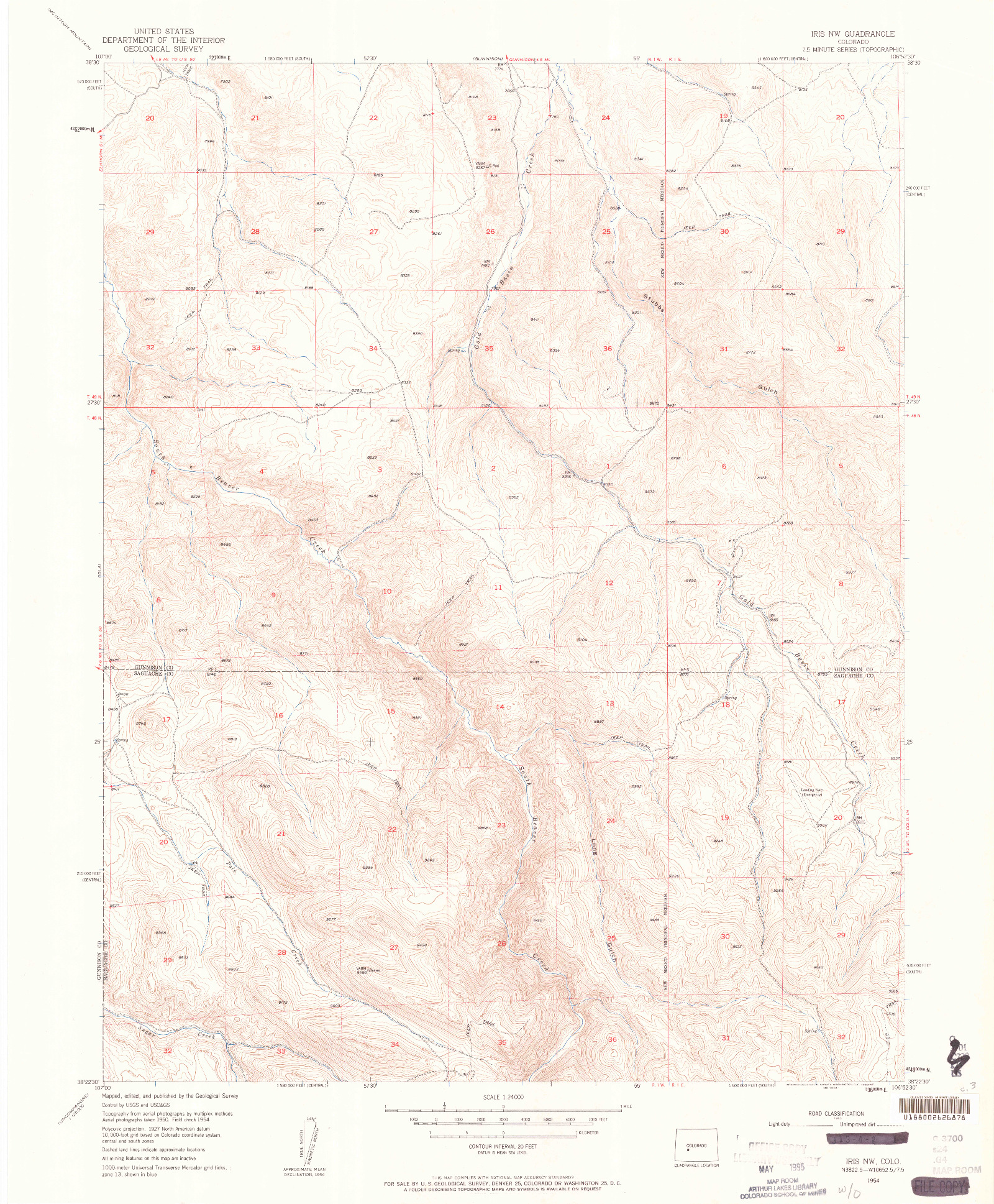 USGS 1:24000-SCALE QUADRANGLE FOR IRIS NW, CO 1954