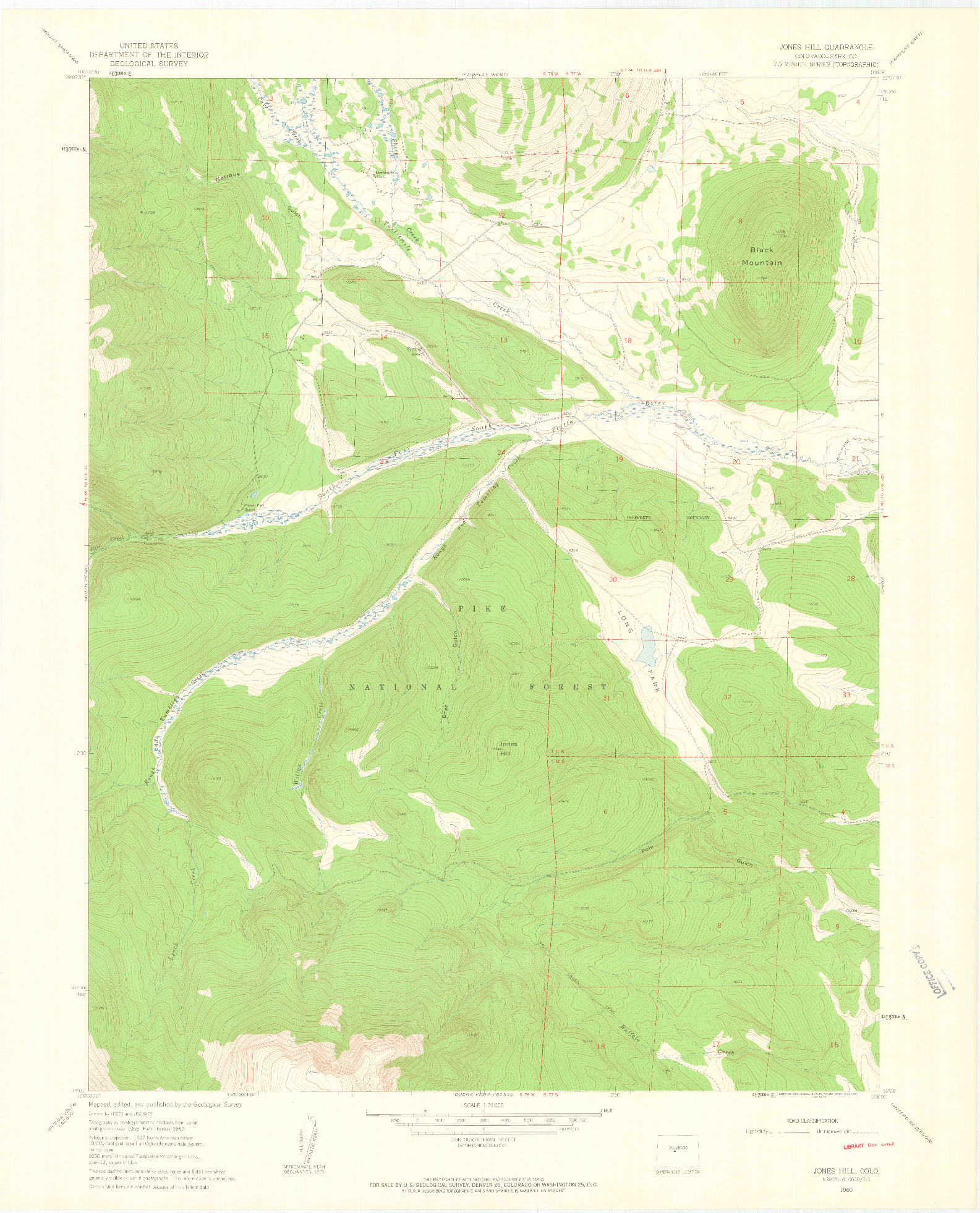 USGS 1:24000-SCALE QUADRANGLE FOR JONES HILL, CO 1960