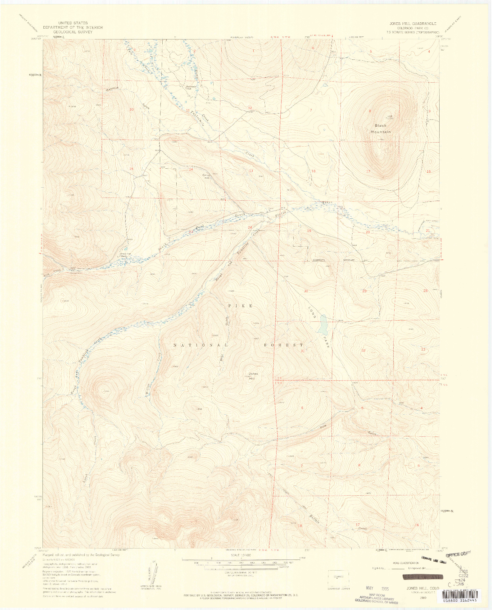 USGS 1:24000-SCALE QUADRANGLE FOR JONES HILL, CO 1960