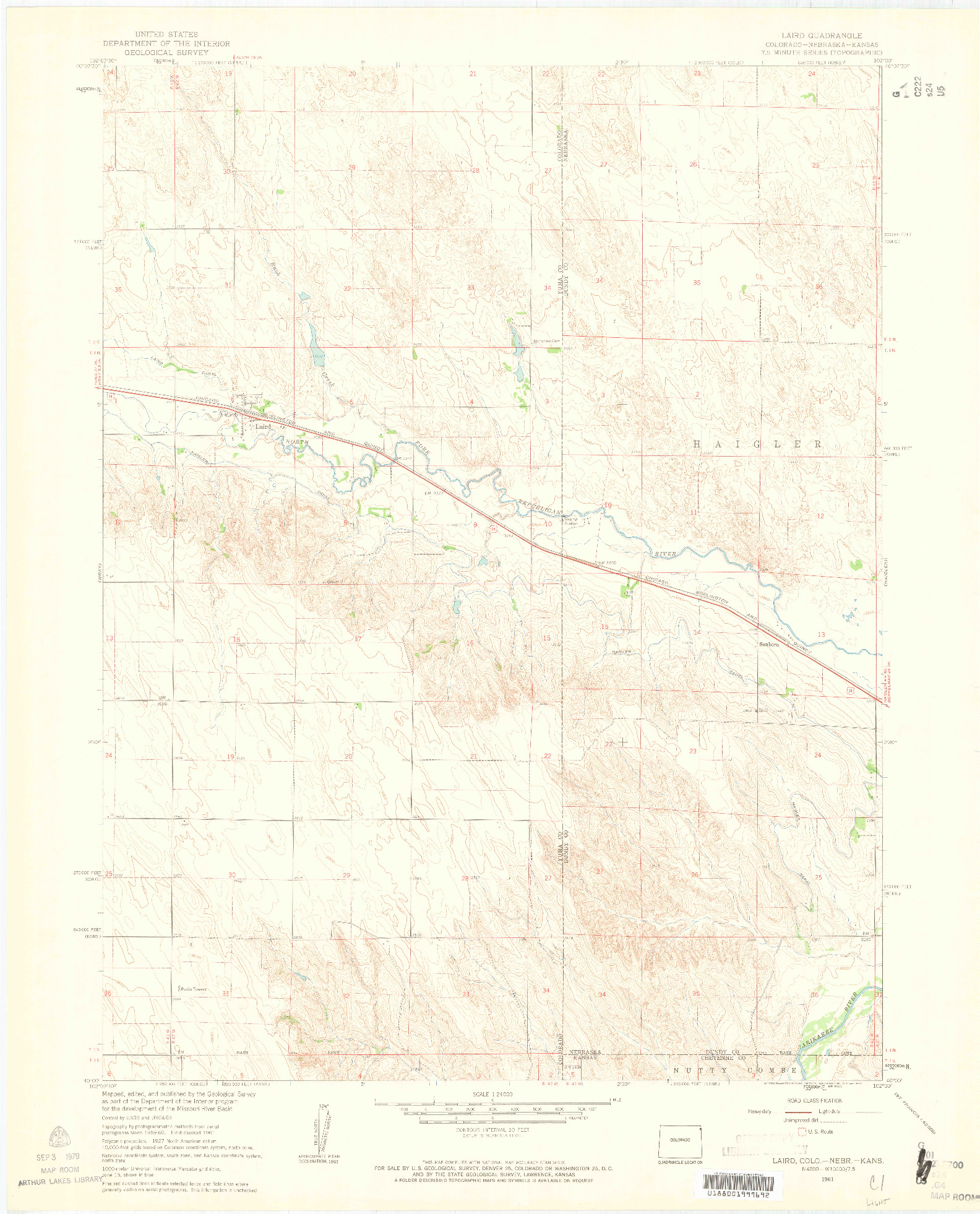 USGS 1:24000-SCALE QUADRANGLE FOR LAIRD, CO 1961