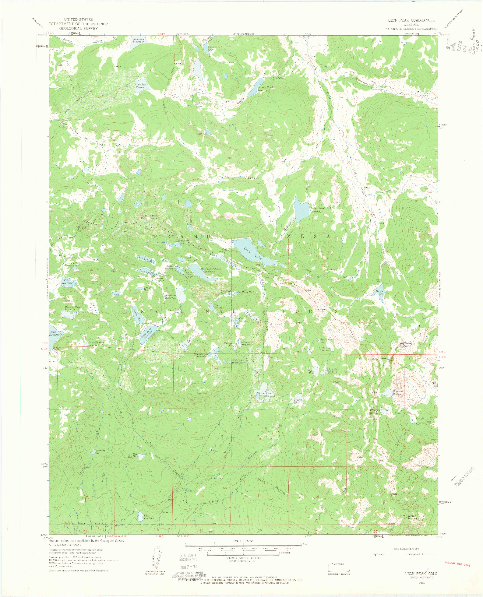 USGS 1:24000-SCALE QUADRANGLE FOR LEON PEAK, CO 1960