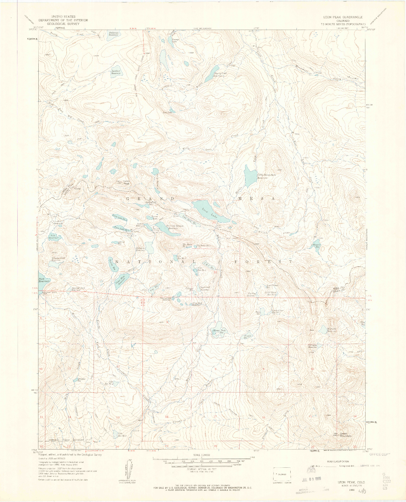 USGS 1:24000-SCALE QUADRANGLE FOR LEON PEAK, CO 1960