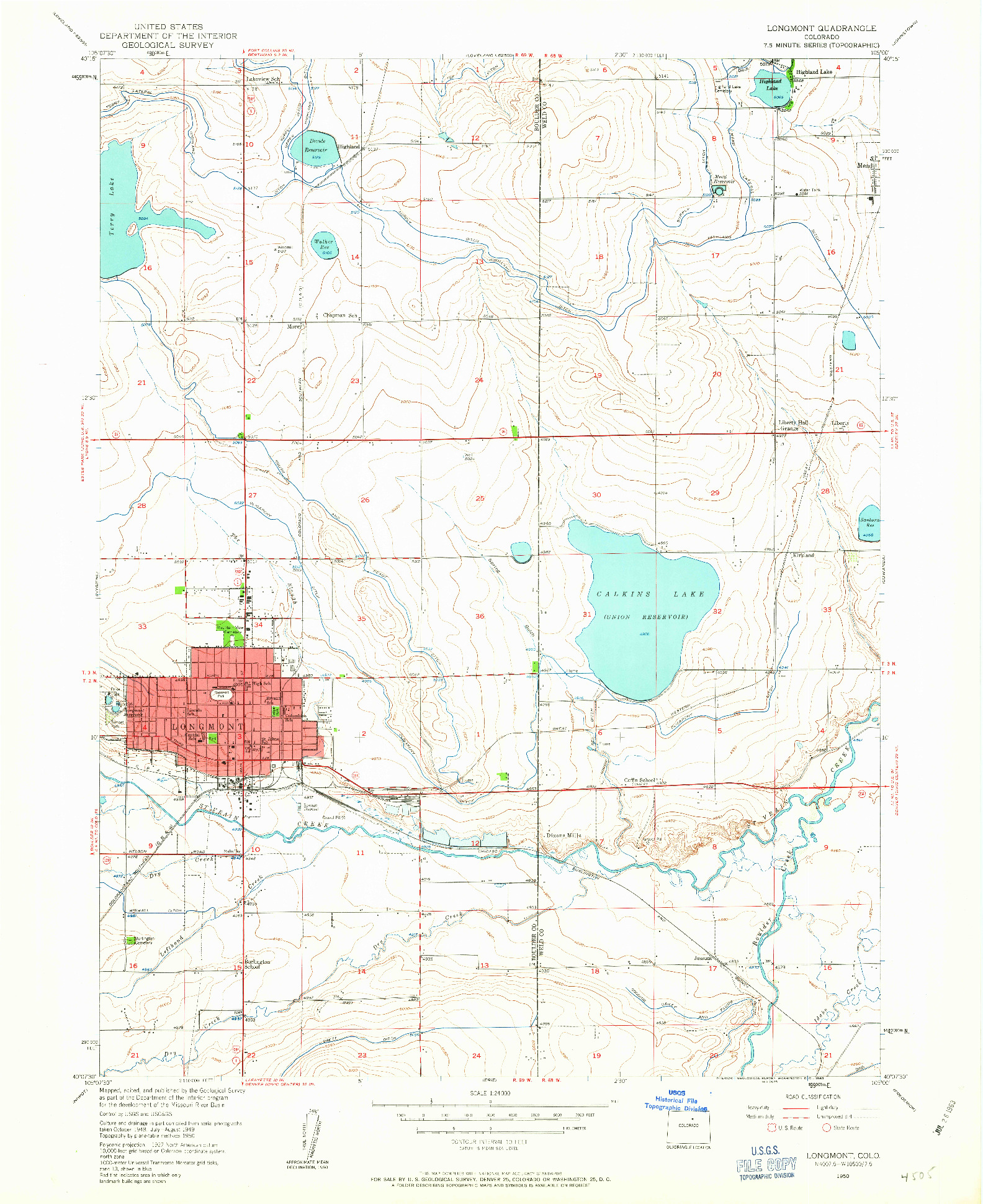 USGS 1:24000-SCALE QUADRANGLE FOR LONGMONT, CO 1950