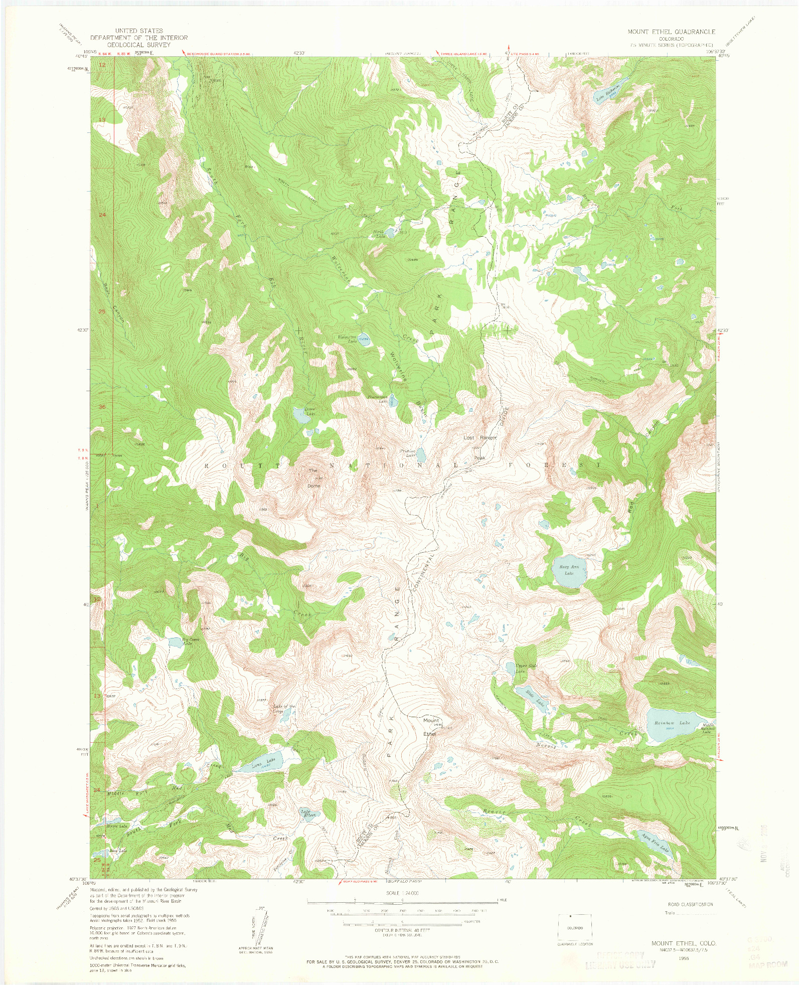 USGS 1:24000-SCALE QUADRANGLE FOR MOUNT ETHEL, CO 1955