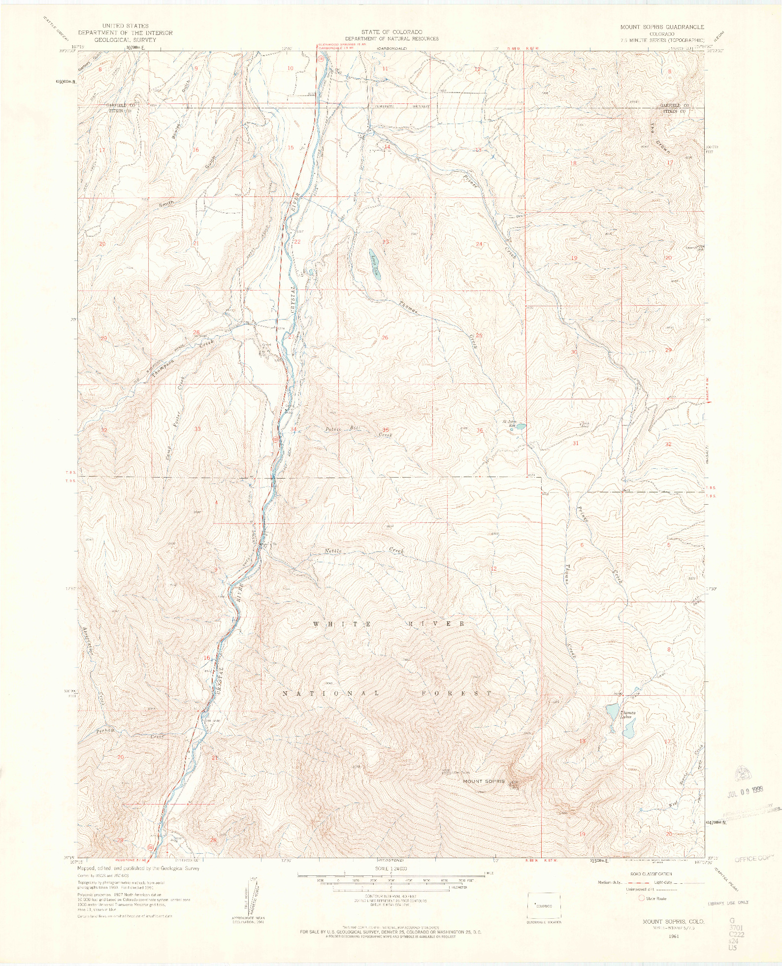 USGS 1:24000-SCALE QUADRANGLE FOR MOUNT SOPRIS, CO 1961