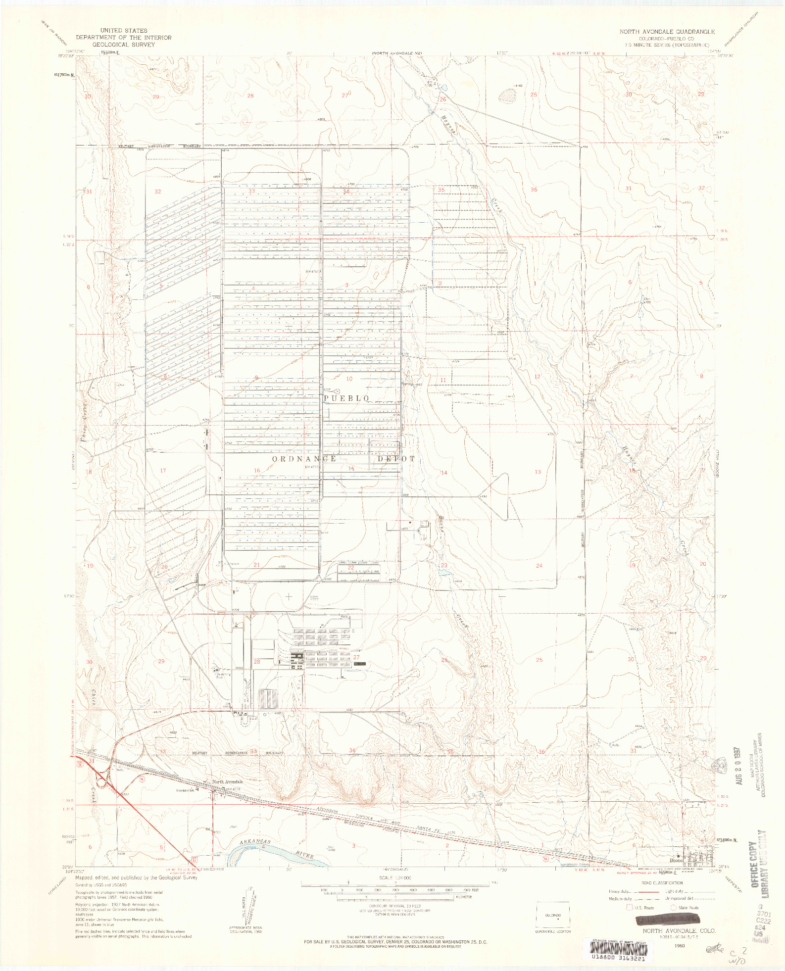 USGS 1:24000-SCALE QUADRANGLE FOR NORTH AVONDALE, CO 1960