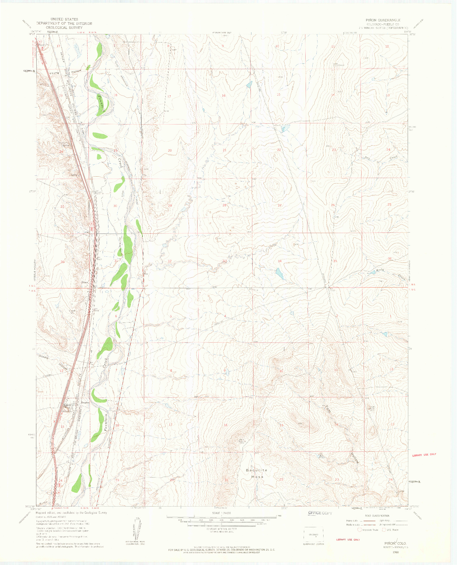 USGS 1:24000-SCALE QUADRANGLE FOR PINON, CO 1960