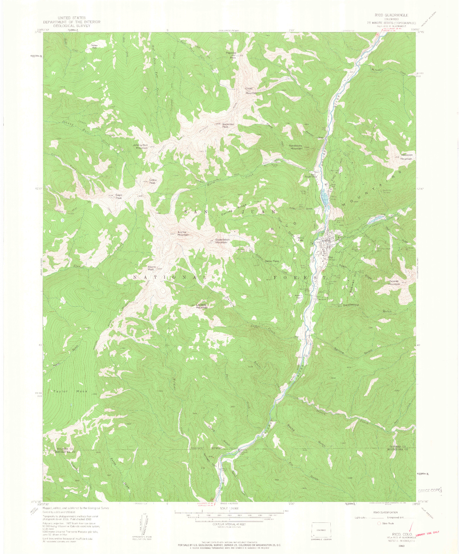 USGS 1:24000-SCALE QUADRANGLE FOR RICO, CO 1960