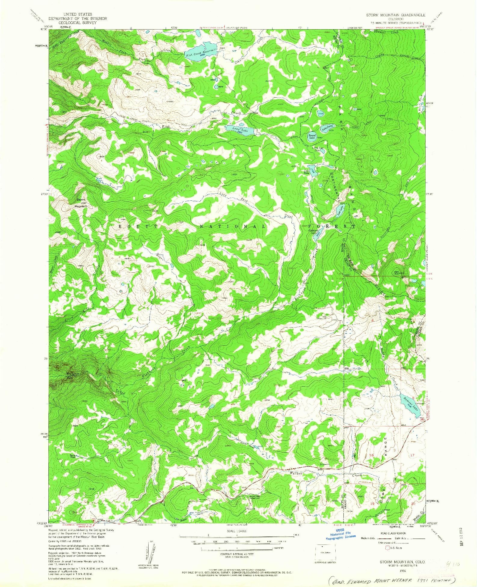 USGS 1:24000-SCALE QUADRANGLE FOR STORM MOUNTAIN, CO 1956