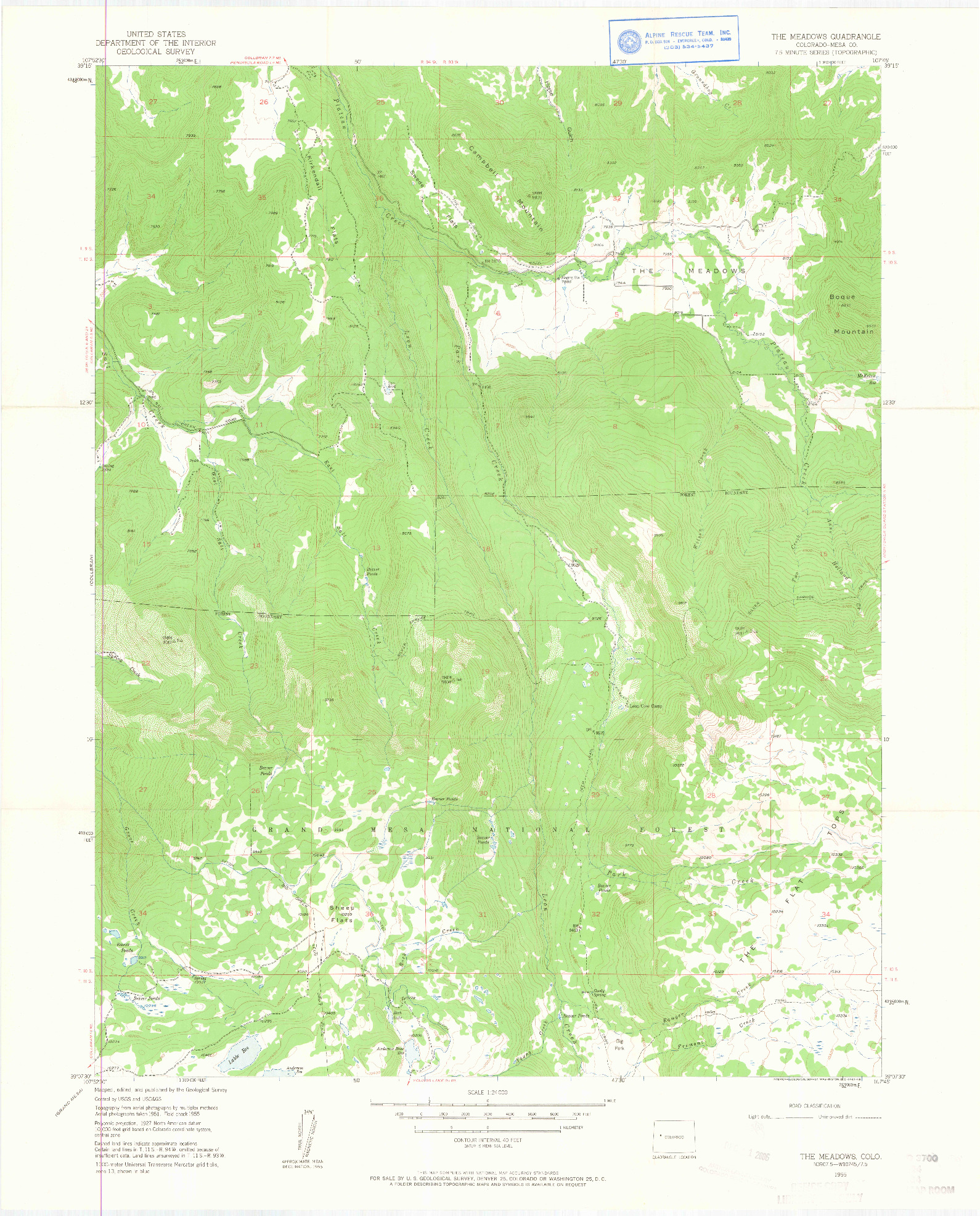 USGS 1:24000-SCALE QUADRANGLE FOR THE MEADOWS, CO 1955