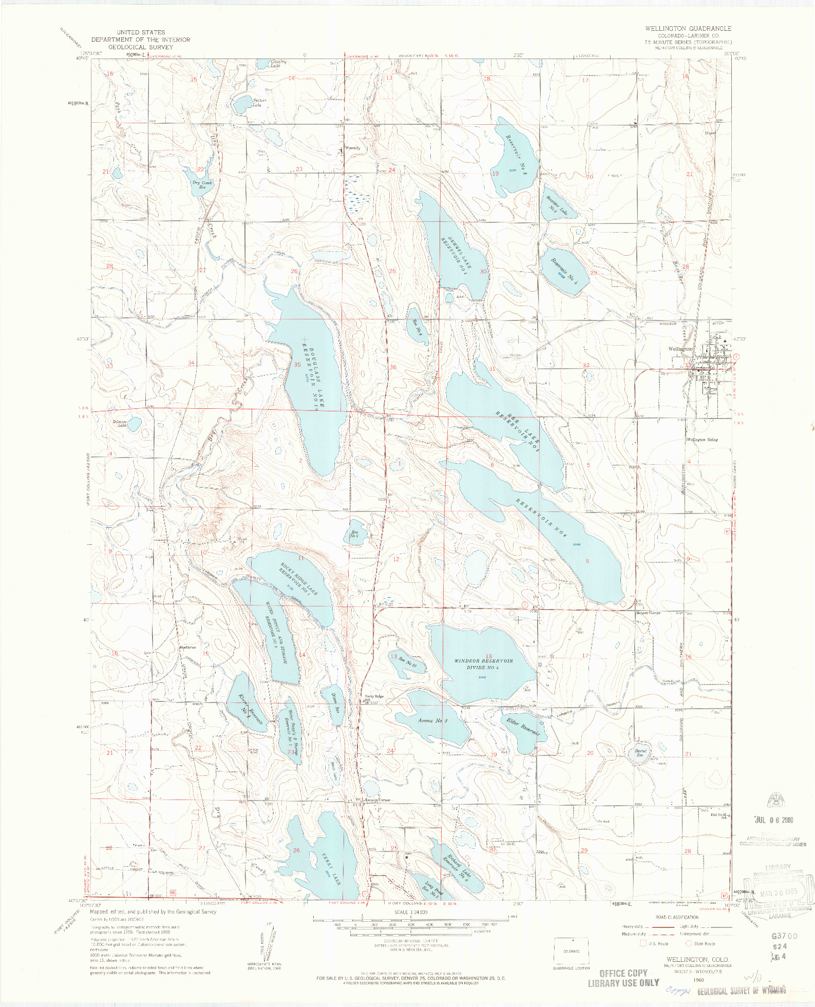 USGS 1:24000-SCALE QUADRANGLE FOR WELLINGTON, CO 1960