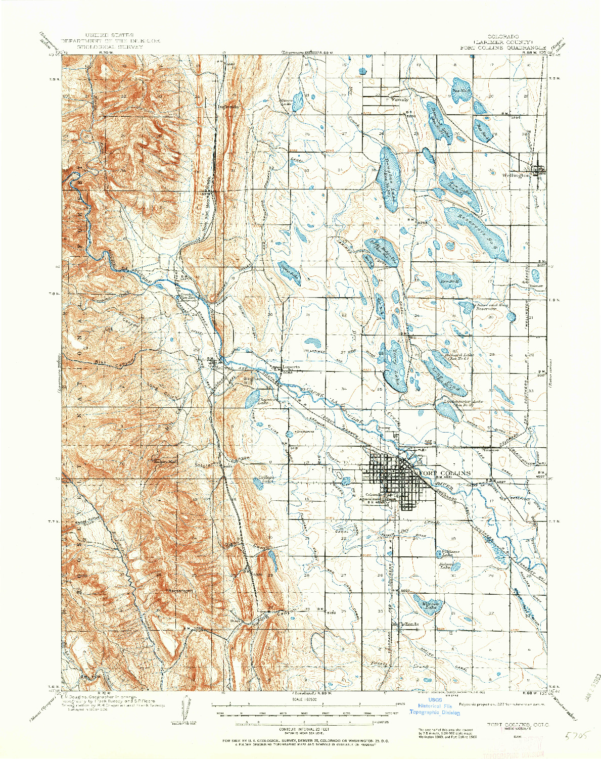 USGS 1:62500-SCALE QUADRANGLE FOR FORT COLLINS, CO 1906