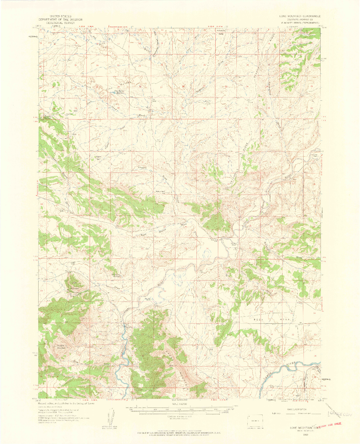 USGS 1:62500-SCALE QUADRANGLE FOR LONE MOUNTAIN, CO 1960