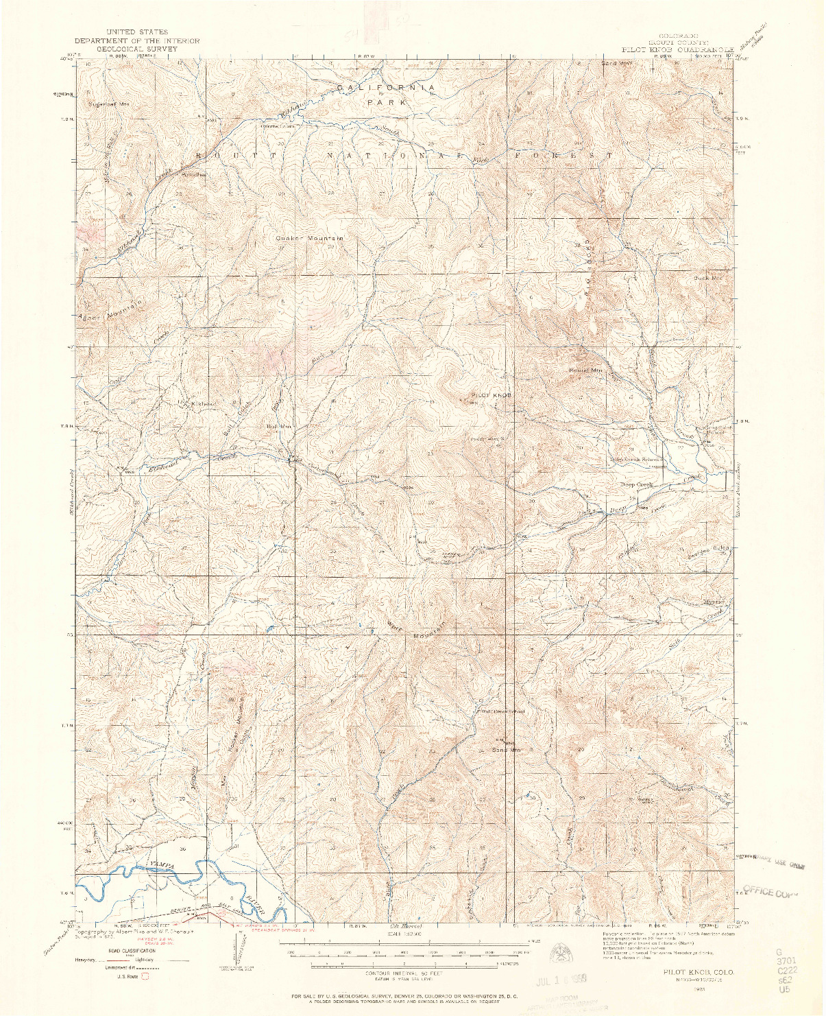 USGS 1:62500-SCALE QUADRANGLE FOR PILOT KNOB, CO 1923