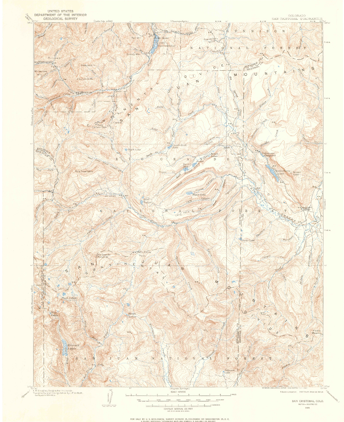 USGS 1:125000-SCALE QUADRANGLE FOR SAN CRISTOBAL, CO 1905