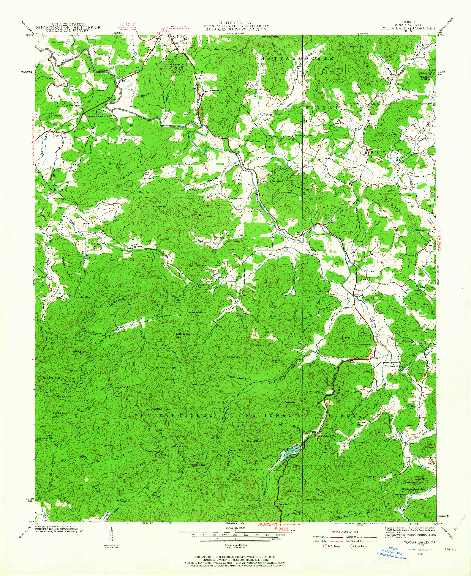 USGS 1:24000-SCALE QUADRANGLE FOR COOSA BALD, GA 1938