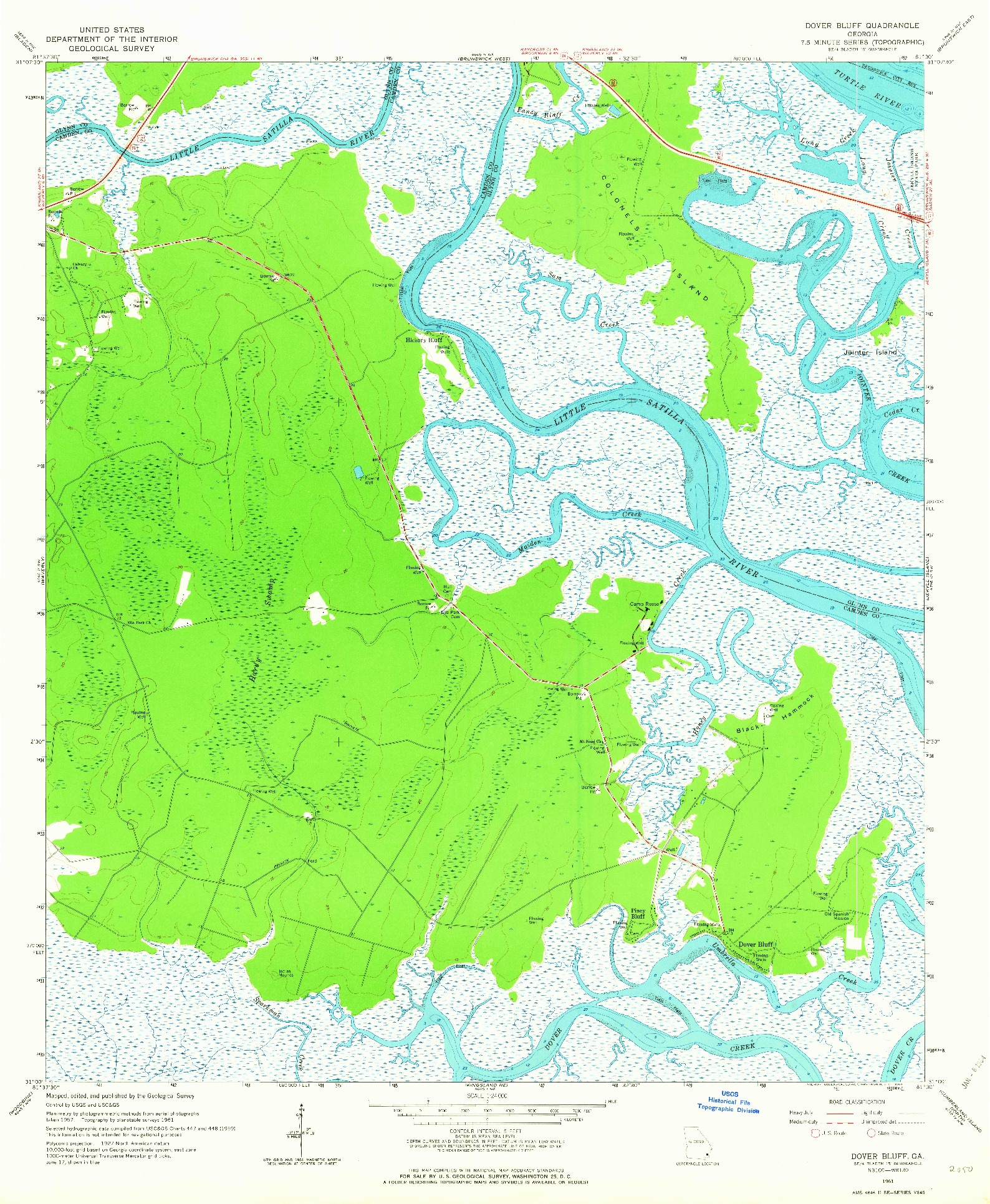 USGS 1:24000-SCALE QUADRANGLE FOR DOVER BLUFF, GA 1961