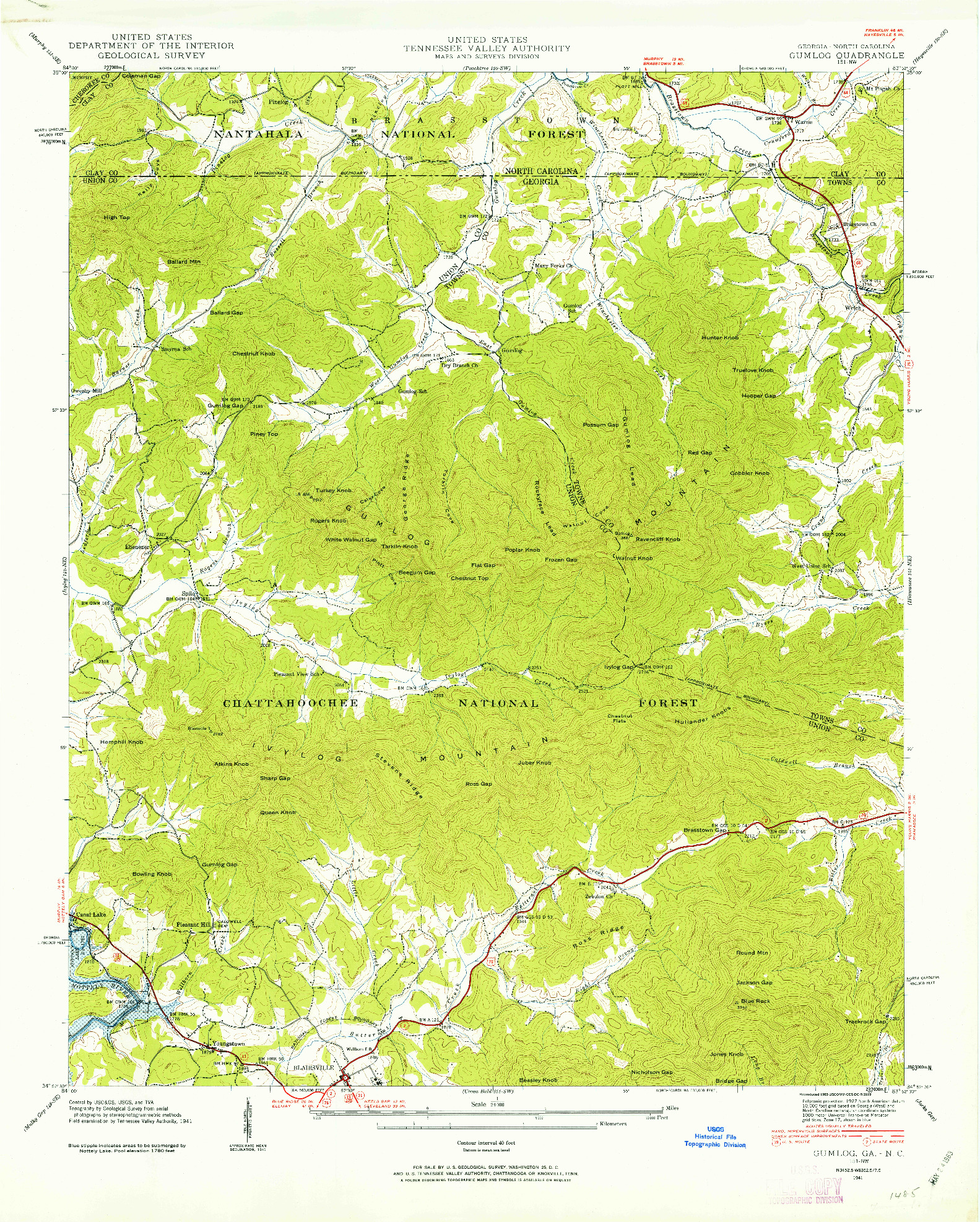 USGS 1:24000-SCALE QUADRANGLE FOR GUMLOG, GA 1941