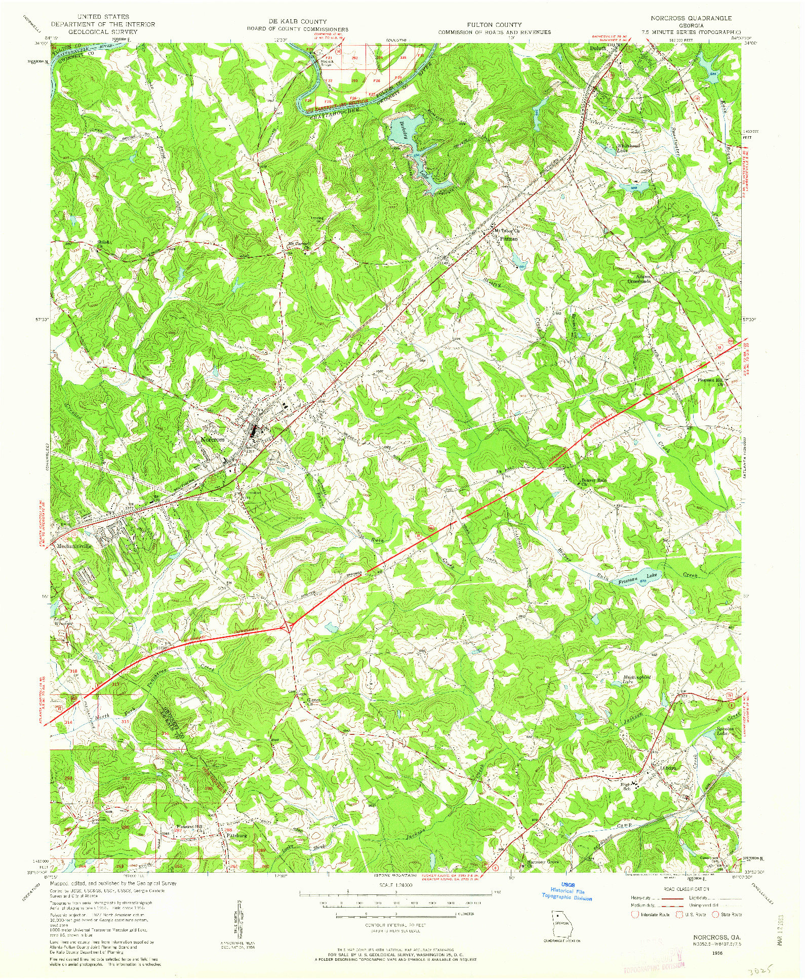 USGS 1:24000-SCALE QUADRANGLE FOR NORCROSS, GA 1956