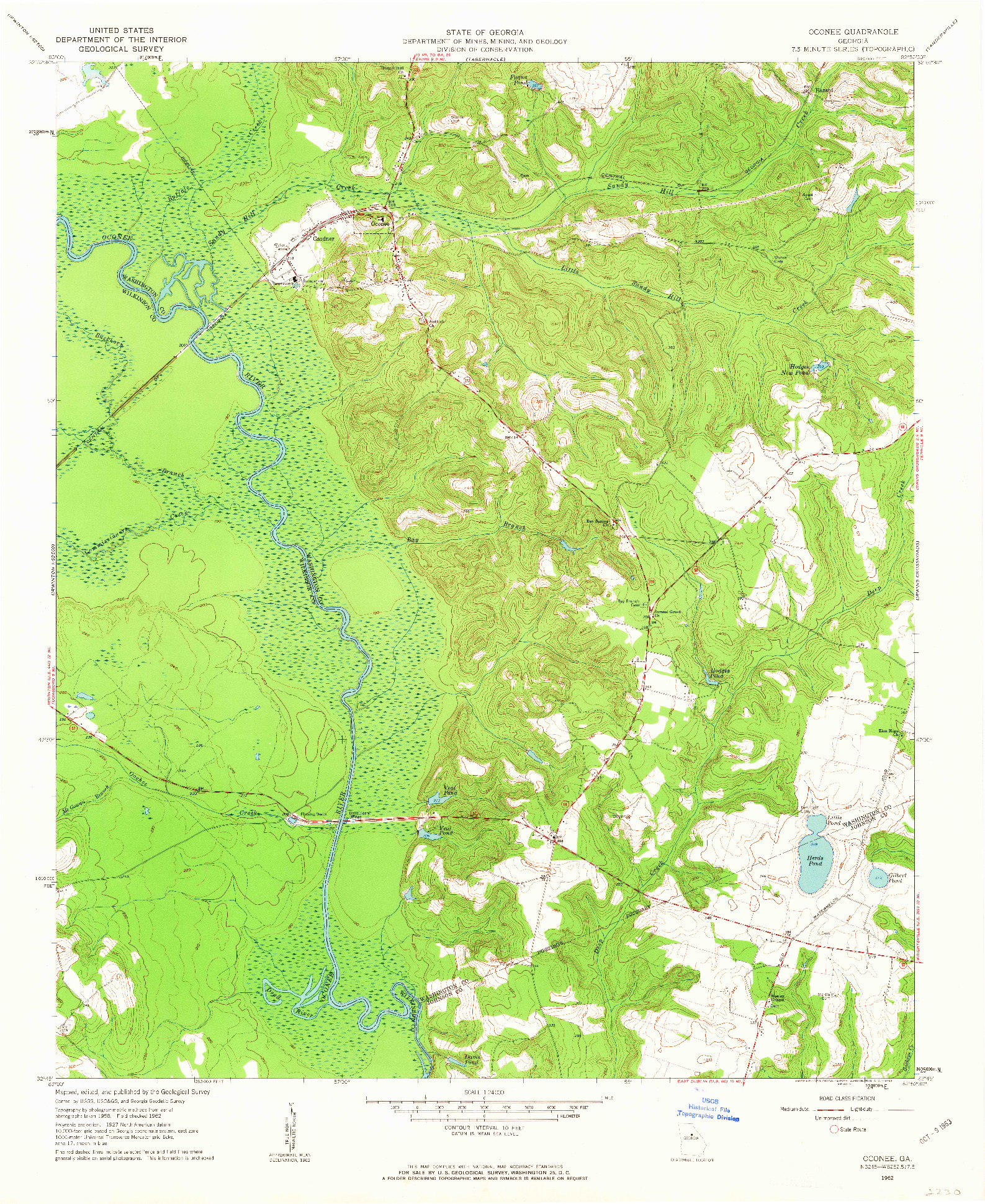 USGS 1:24000-SCALE QUADRANGLE FOR OCONEE, GA 1962