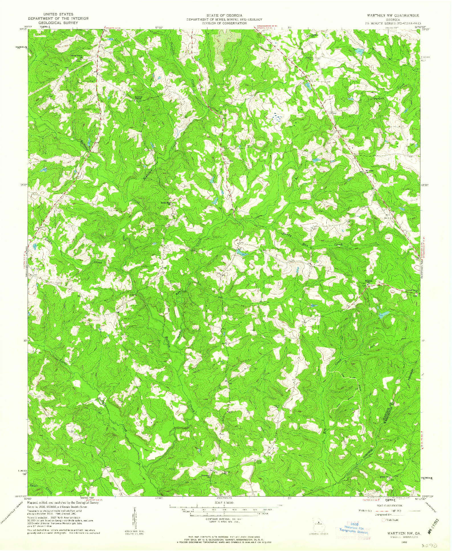 USGS 1:24000-SCALE QUADRANGLE FOR WARTHEN NW, GA 1961