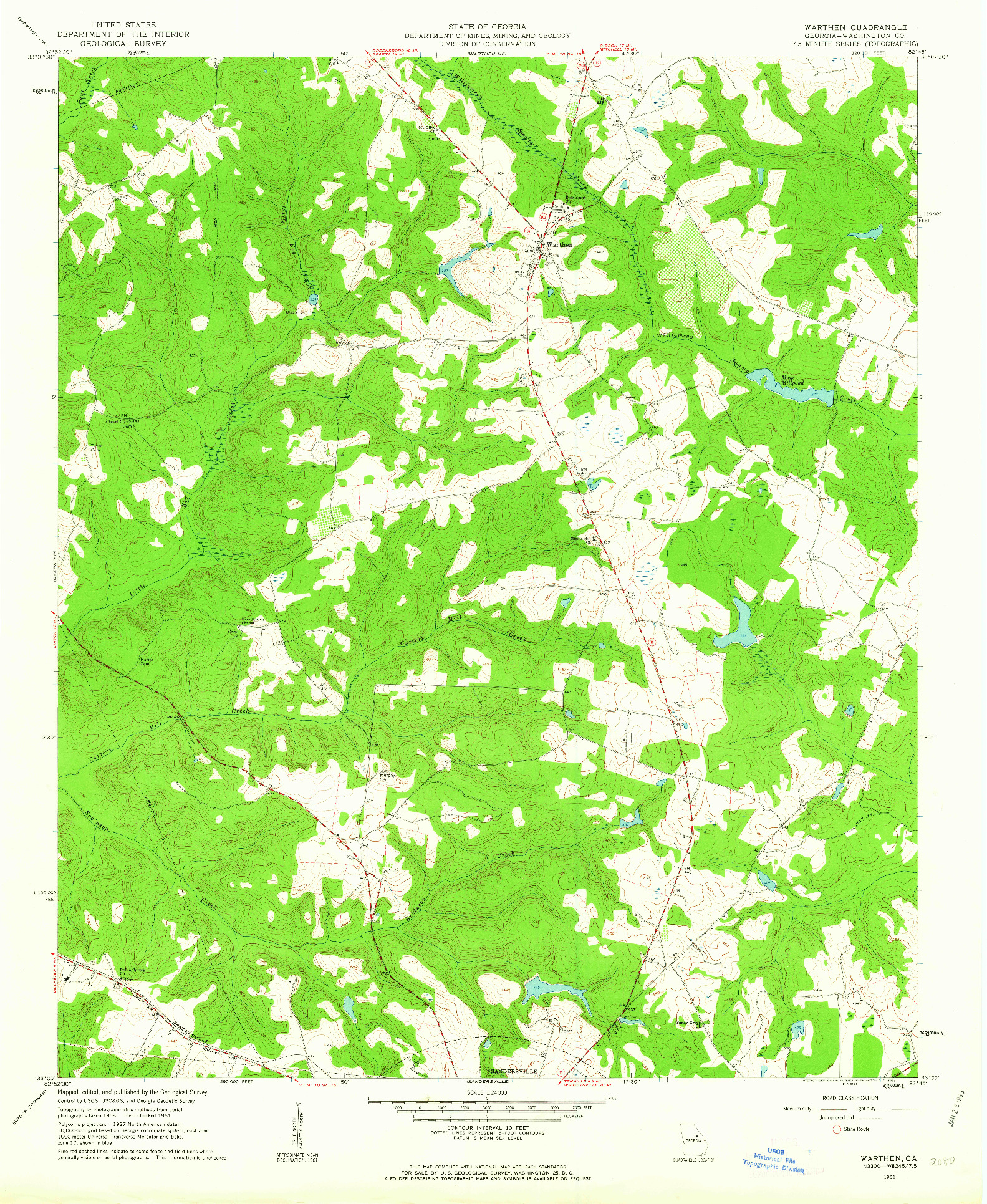 USGS 1:24000-SCALE QUADRANGLE FOR WARTHEN, GA 1961