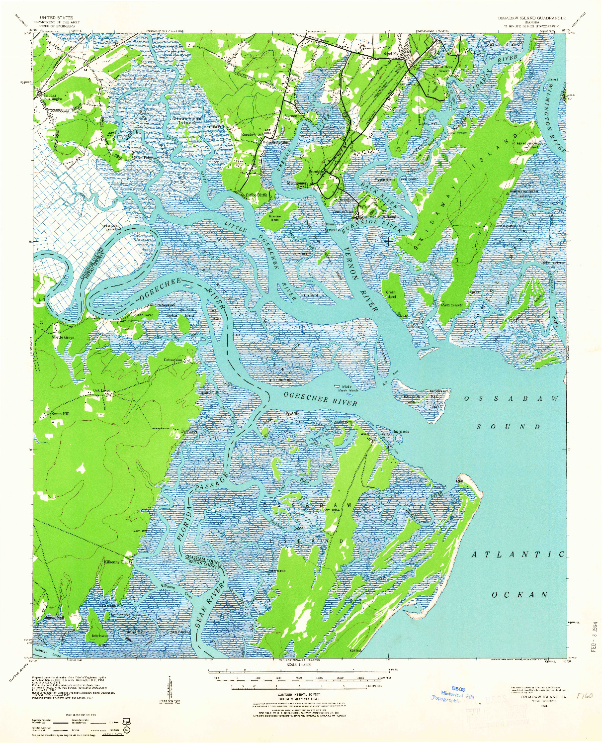 USGS 1:62500-SCALE QUADRANGLE FOR OSSABAW ISLAND, GA 1944